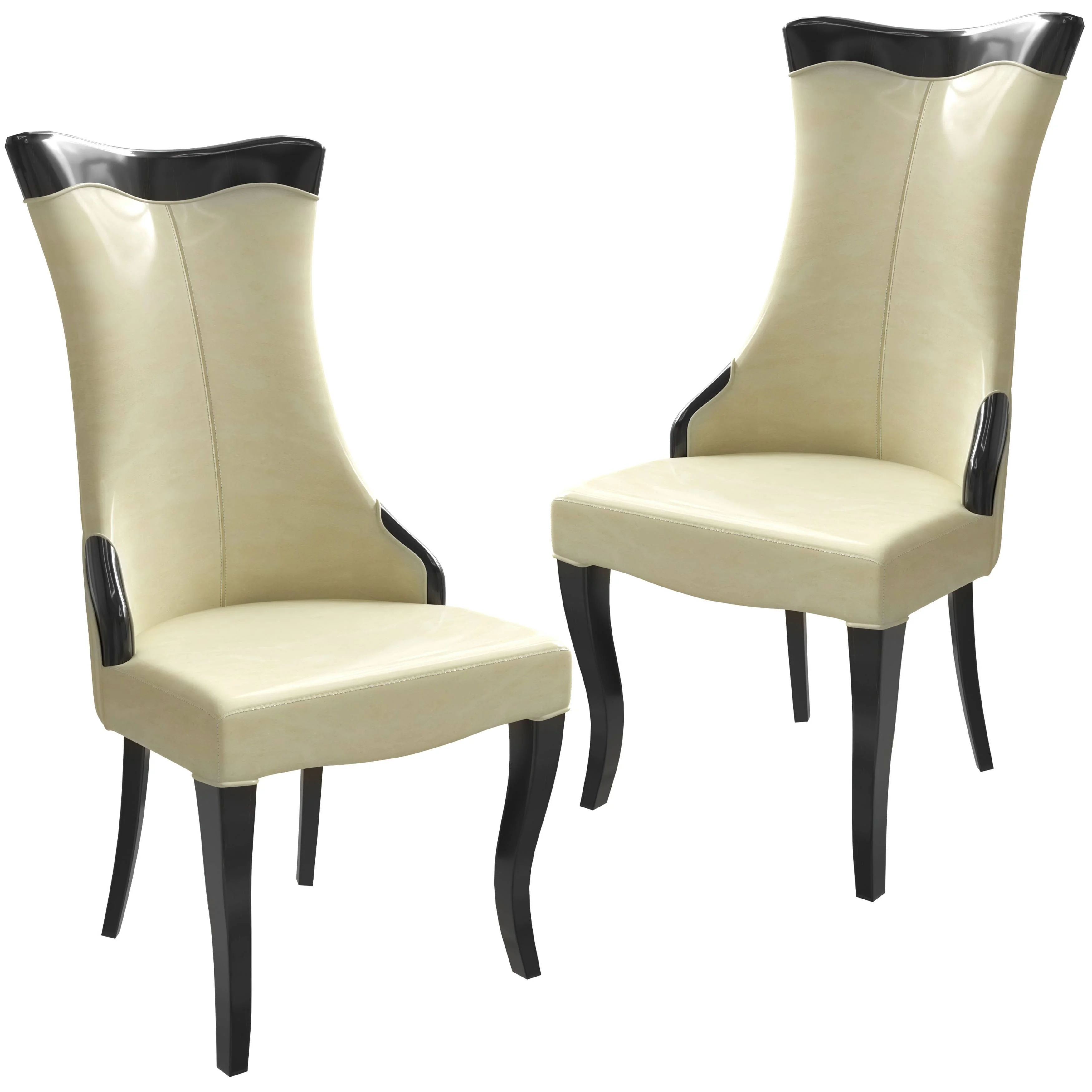 Novara Collection Modern Wooden Dining Chair in Light Cream Set of 2