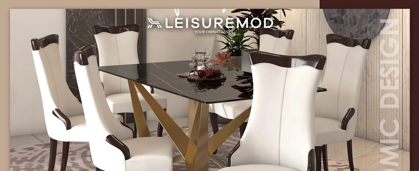 Novara Collection Modern Wooden Dining Chair in Off White Velvet