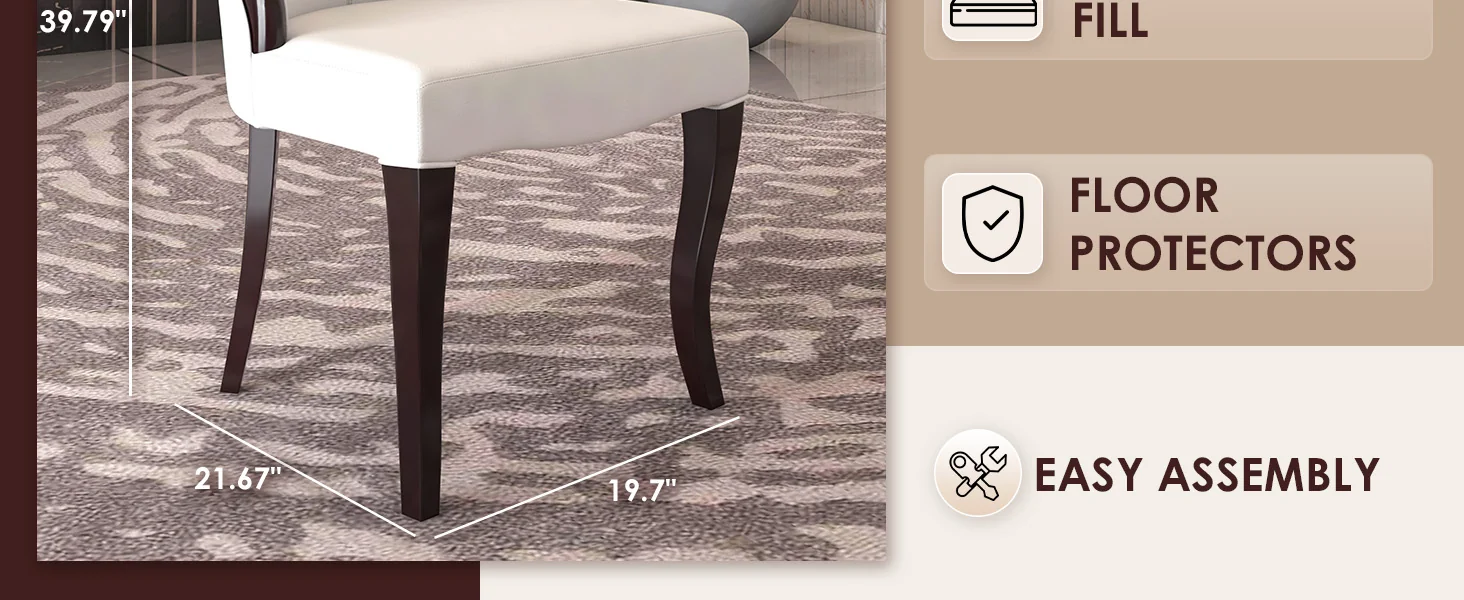 Novara Collection Modern Wooden Dining Chair in Off White Velvet