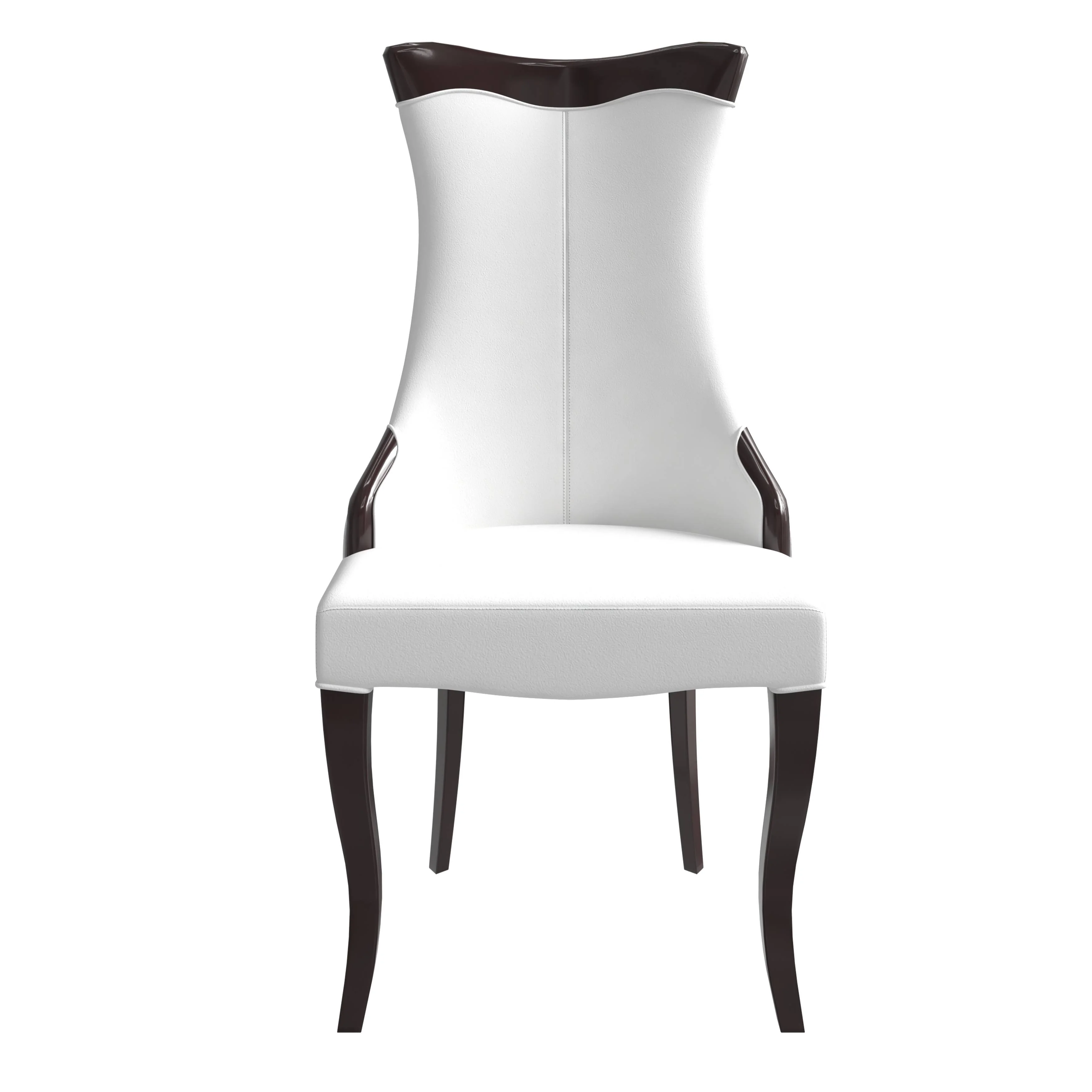 Novara Collection Modern Wooden Dining Chair in Off White Velvet Set of 2