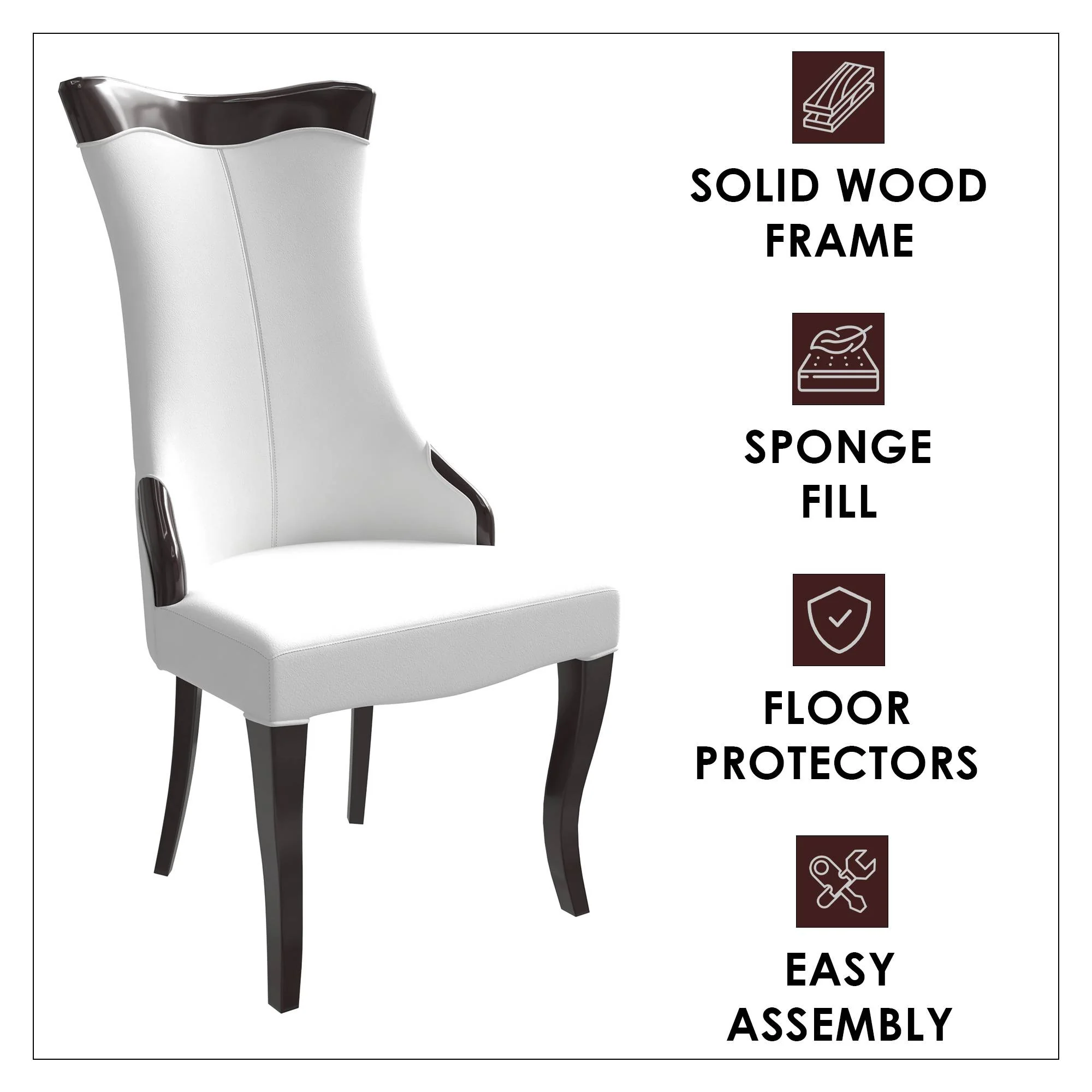 Novara Collection Modern Wooden Dining Chair in Off White Velvet Set of 2