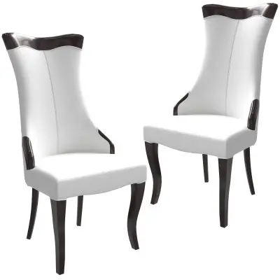 Novara Collection Modern Wooden Dining Chair in Off White Velvet Set of 2
