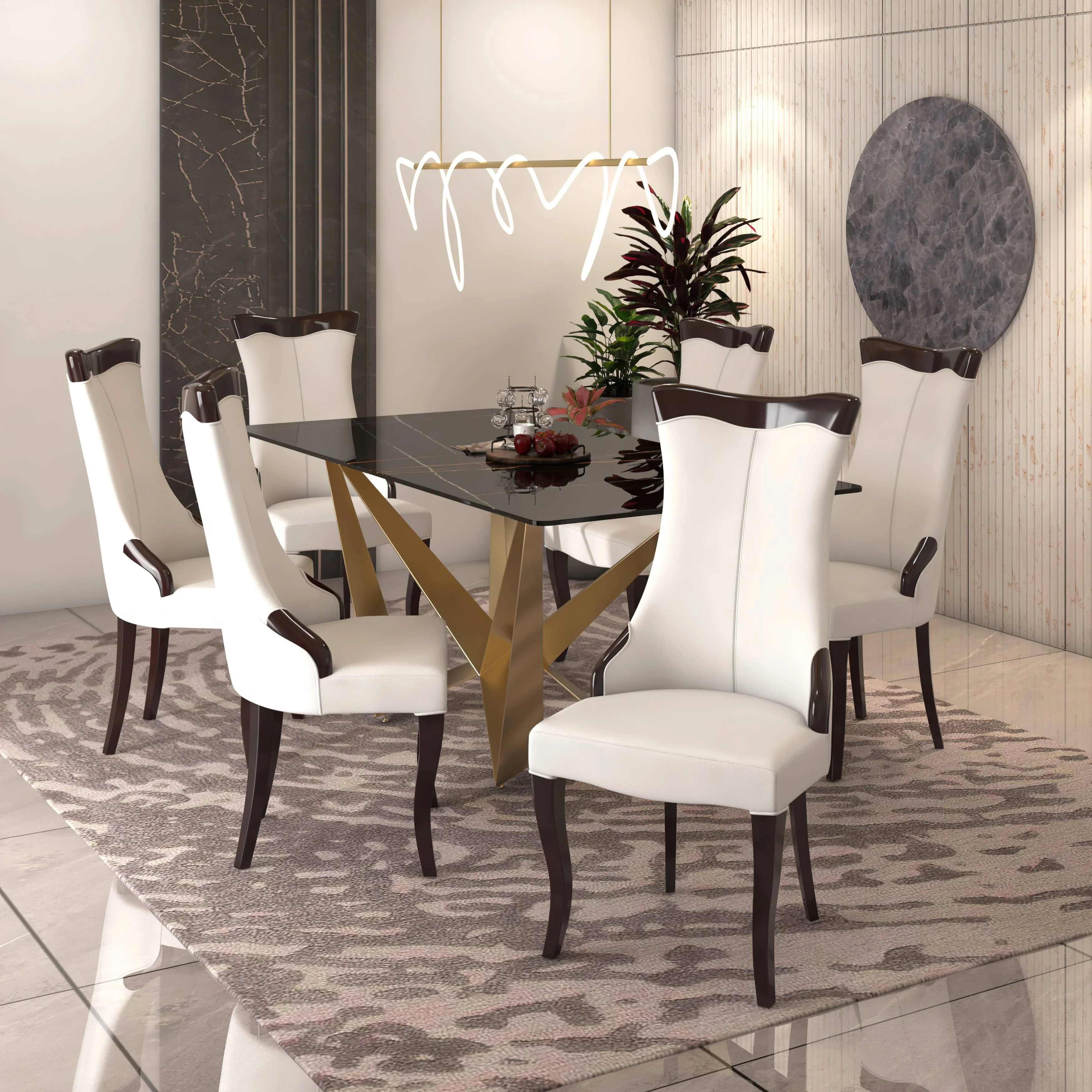 Novara Collection Modern Wooden Dining Chair in Off White Velvet Set of 4