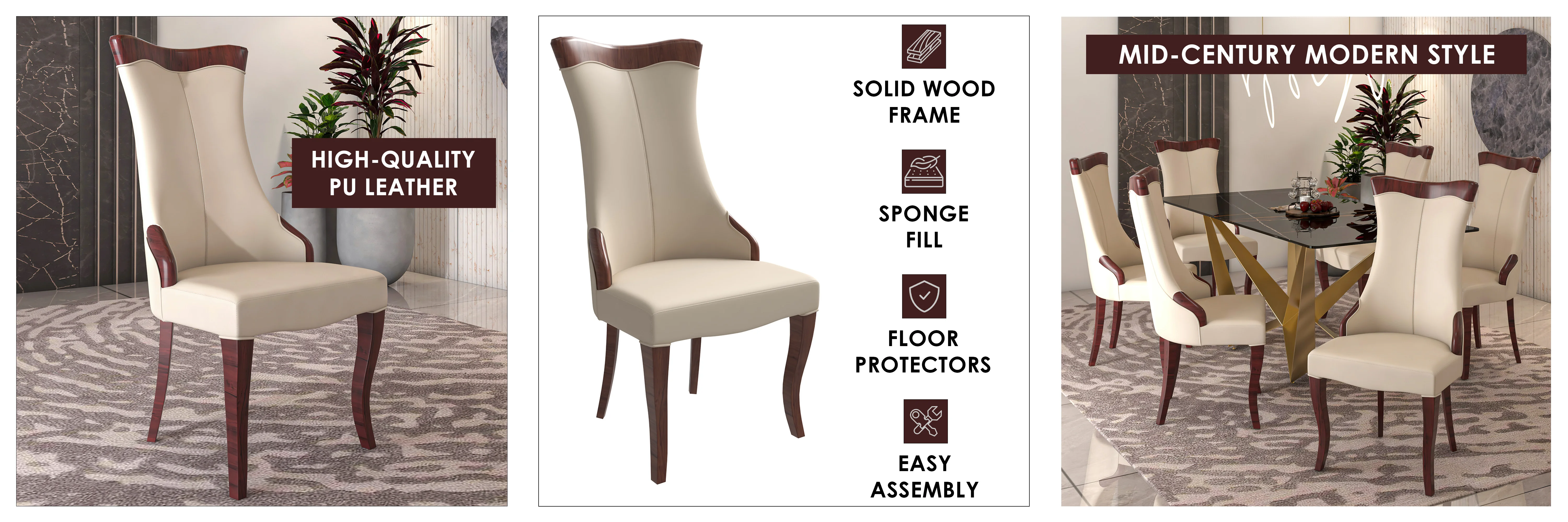 Novara Collection Modern Wooden Dining Chair in Light Toupe