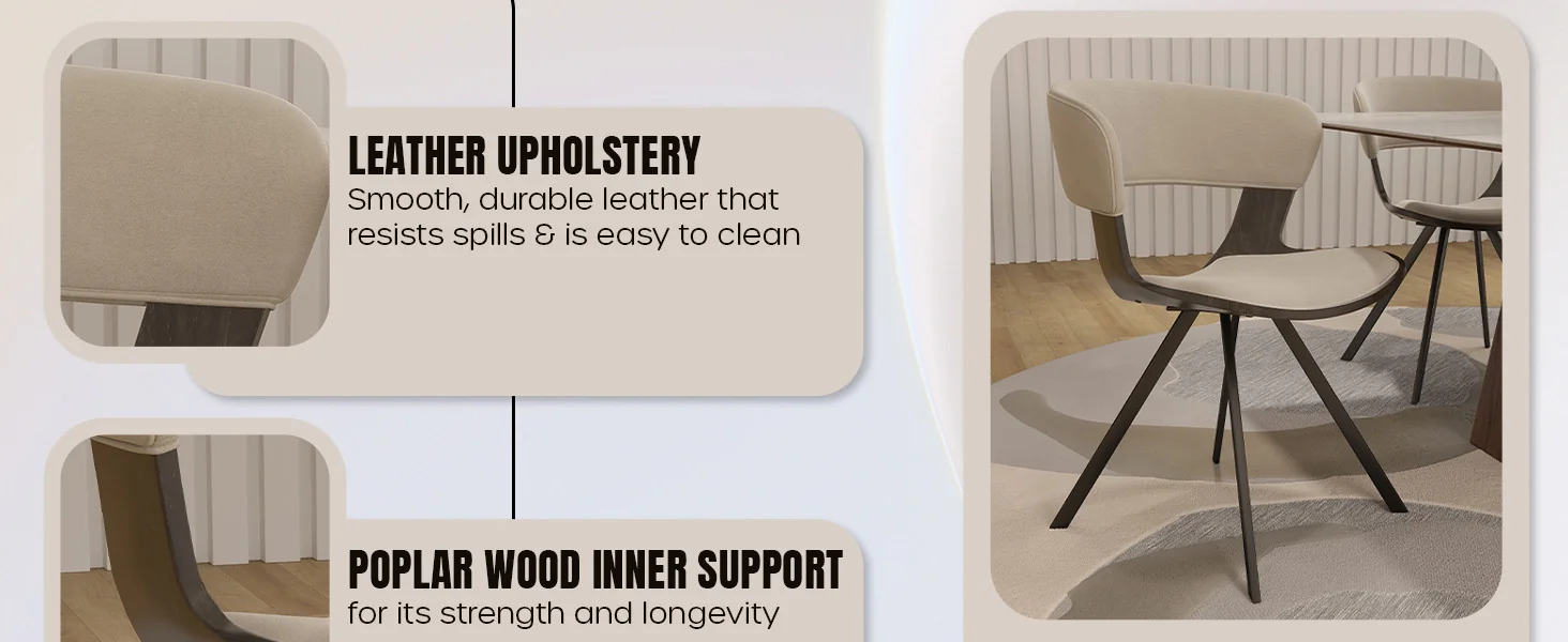 Wooden Dining Chair Modern style Nymia Collection Walnut Glazed Color in Light Taupe