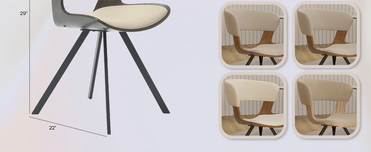 Wooden Dining Chair Modern style Nymia Collection Walnut Glazed Color in Light Taupe