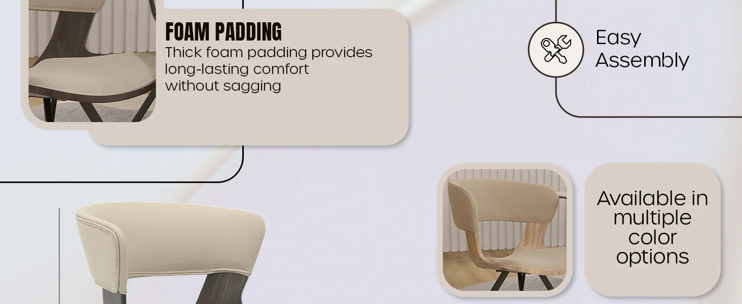 Wooden Dining Chair Modern style Nymia Collection Walnut Glazed Color in Light Taupe