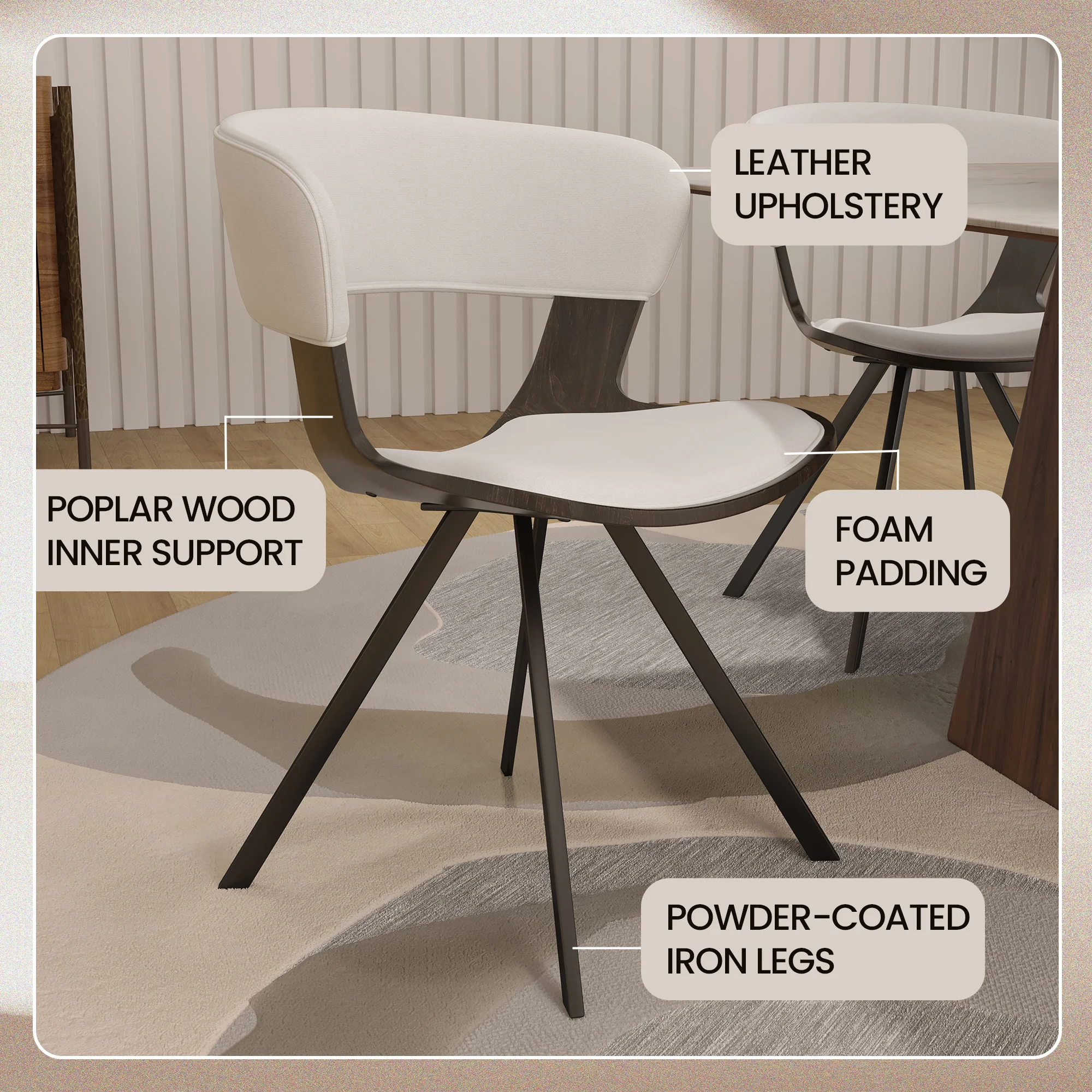 Wooden Dining Chair Modern style Nymia Collection Walnut Glazed Color in White