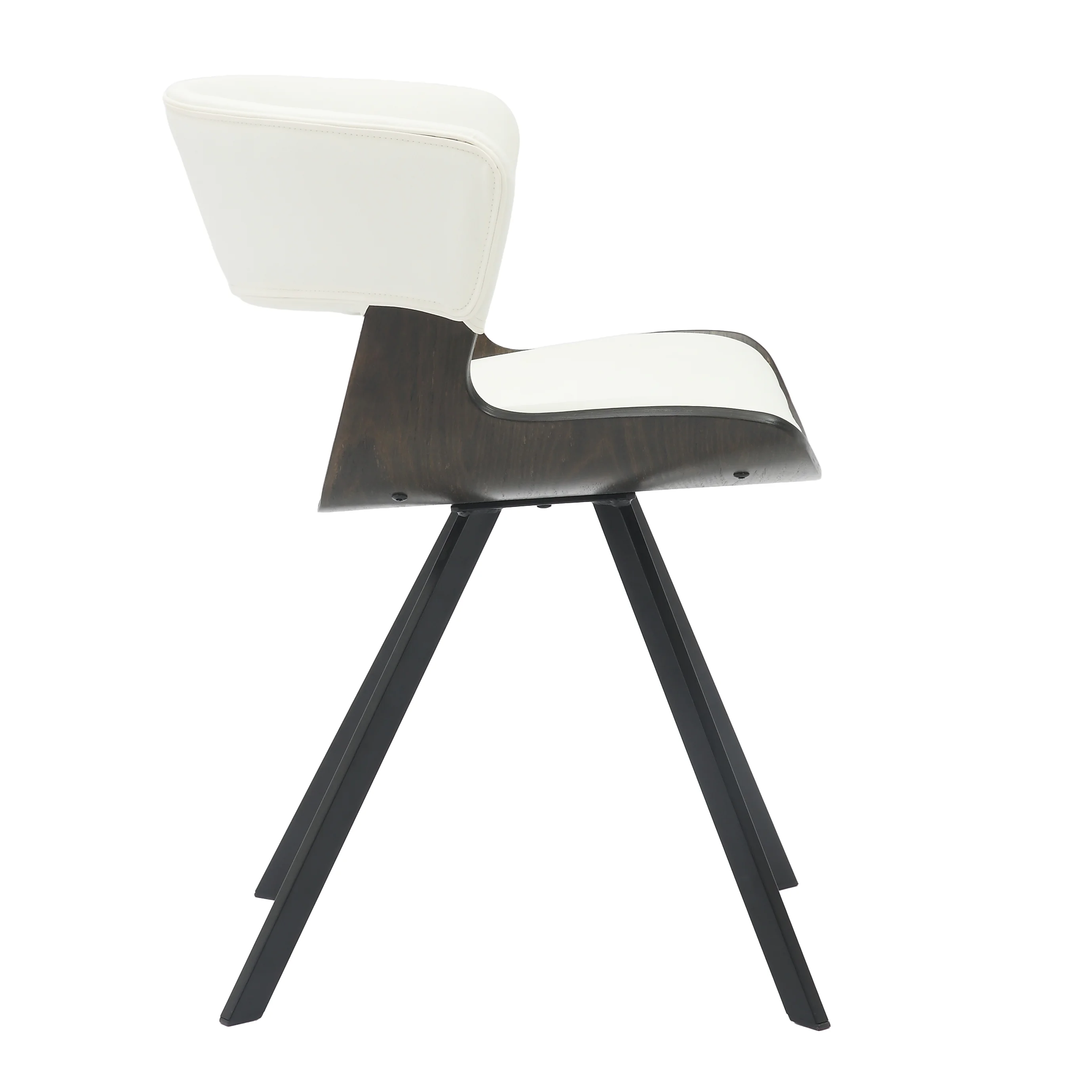 Wooden Dining Chair Modern style Nymia Collection Walnut Glazed Color in White