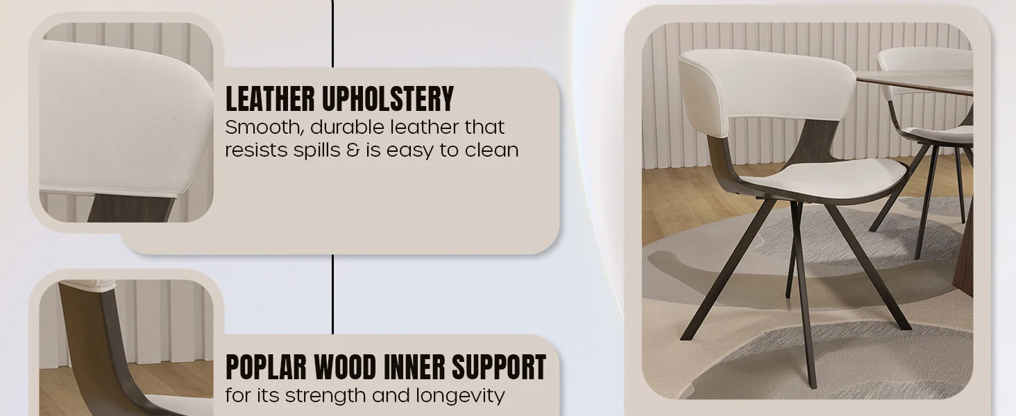 Wooden Dining Chair Modern style Nymia Collection Walnut Glazed Color in White