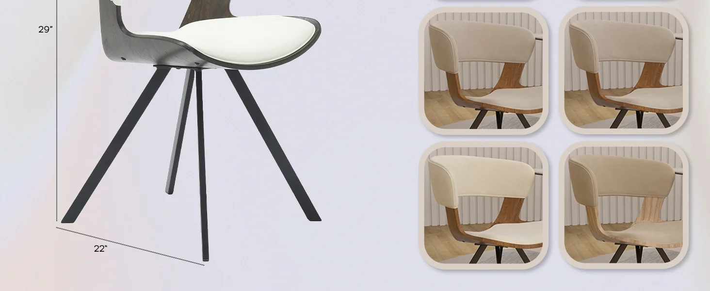 Wooden Dining Chair Modern style Nymia Collection Walnut Glazed Color in White