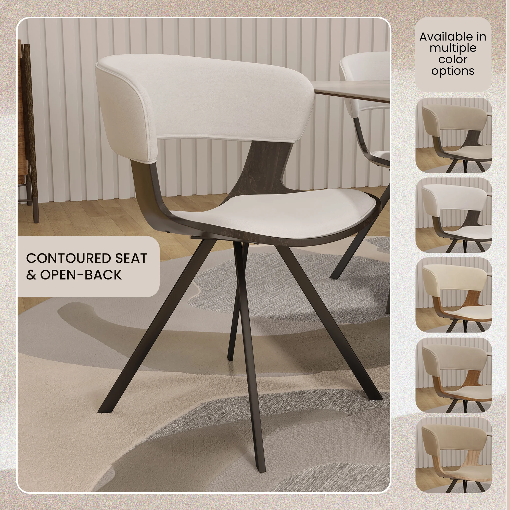 Wooden Dining Chair Modern style Nymia Collection Walnut Glazed Color in White