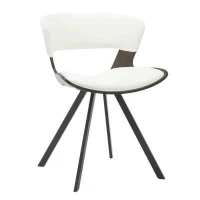 Wooden Dining Chair Modern style Nymia Collection Walnut Glazed Color in White