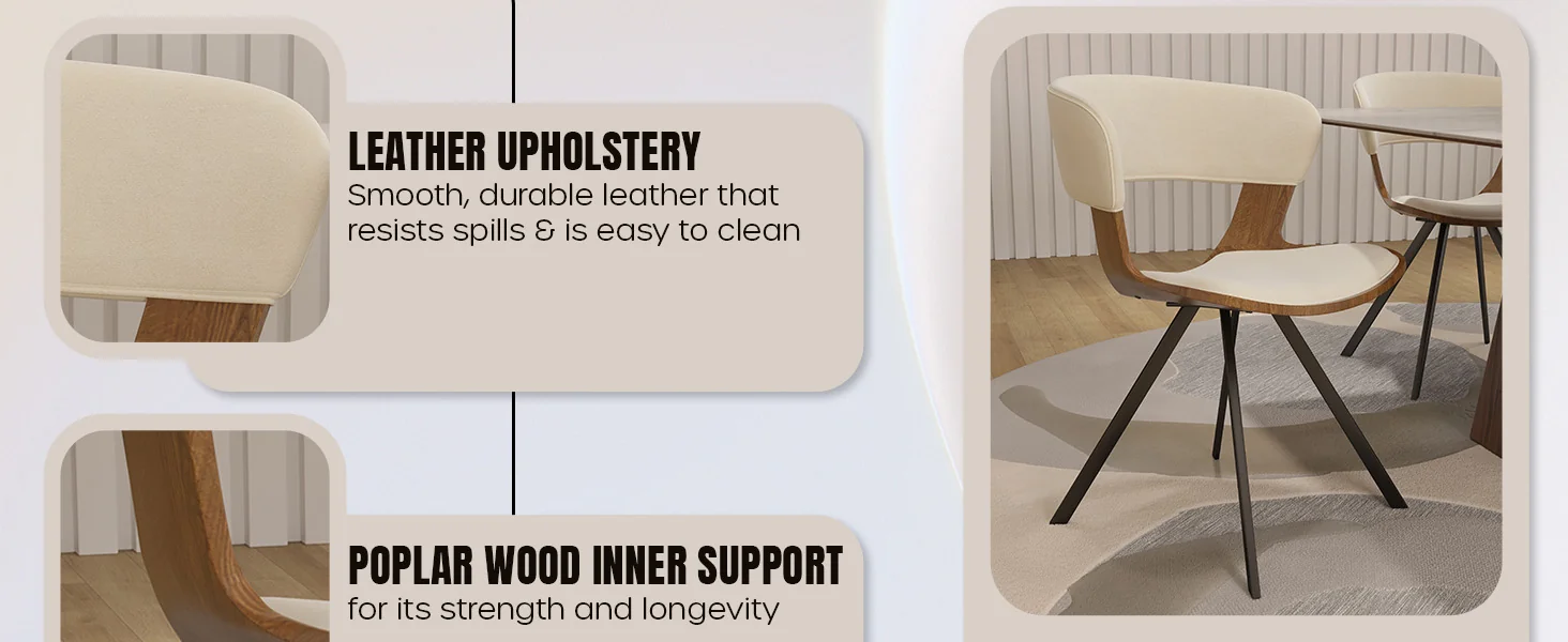 Wooden Dining Chair Modern style Nymia Collection Walnut Color in Beige