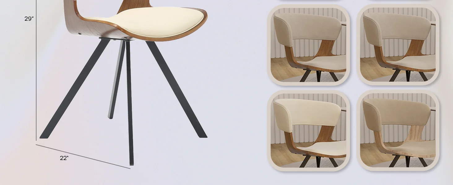 Wooden Dining Chair Modern style Nymia Collection Walnut Color in Beige