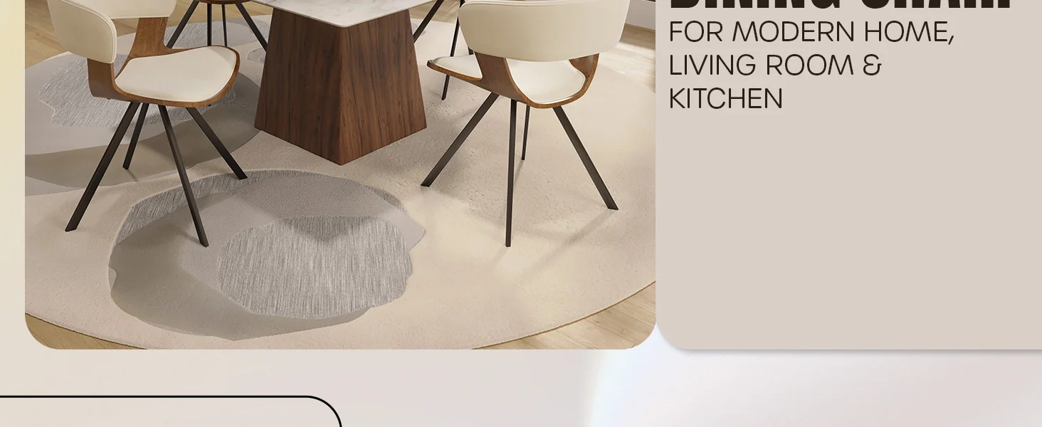 Wooden Dining Chair Modern style Nymia Collection Walnut Color in Beige