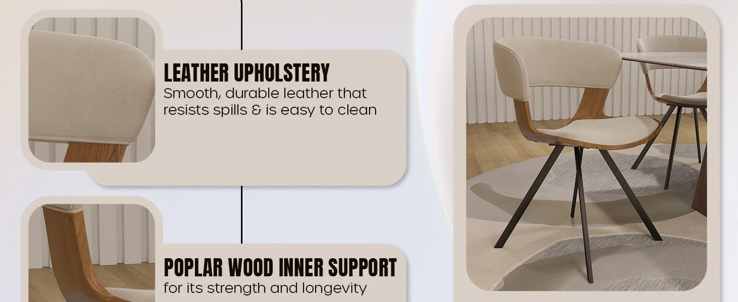 Wooden Dining Chair Modern style Nymia Collection Walnut Color in Light Brown