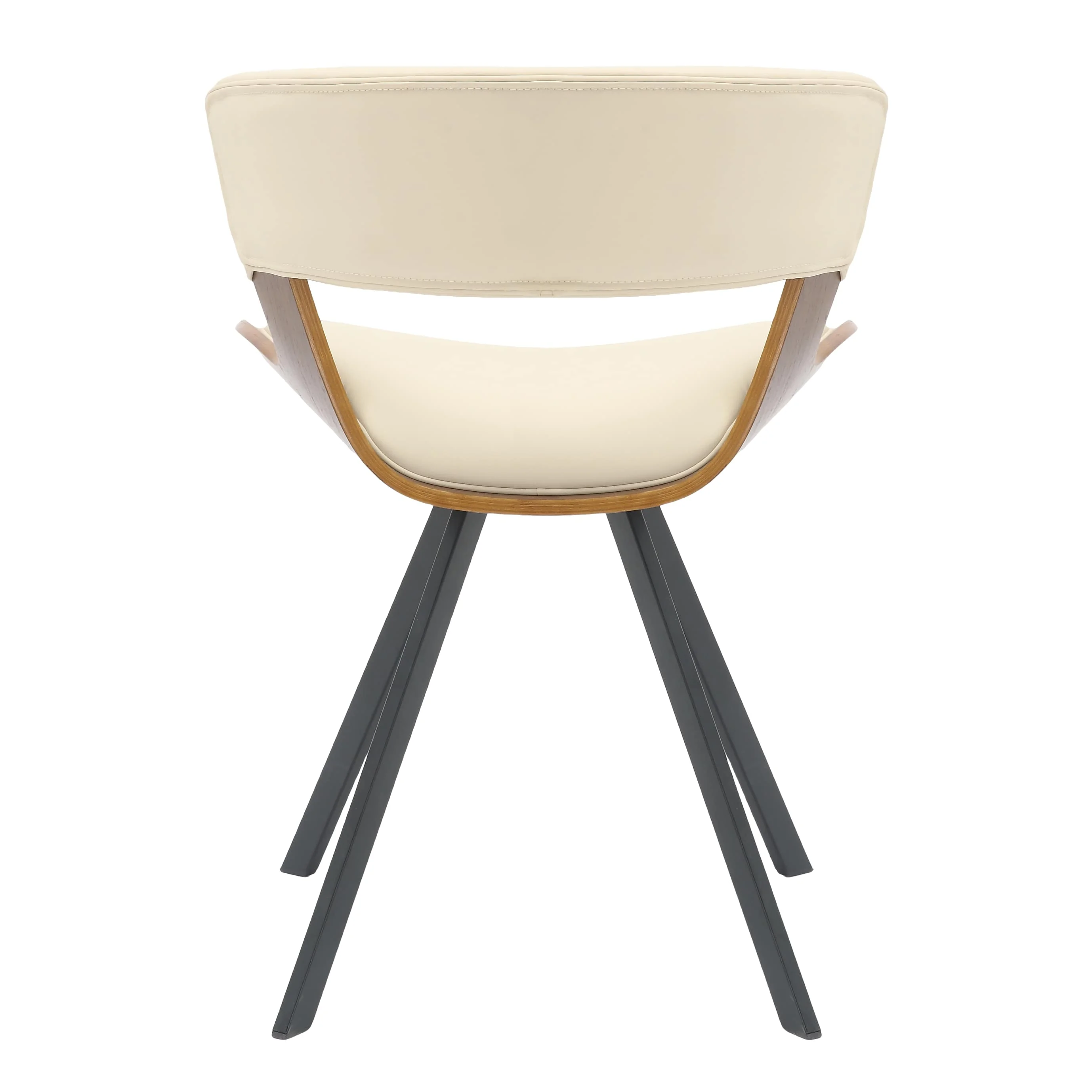 5-Piece Dining Set with Square Wooden Table in Natural Wood and 4 Leather Dining Chairs in Walnut/Beige