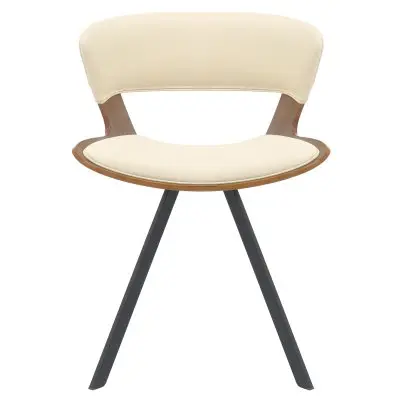 5-Piece Dining Set with Square Dining Table White Sintered Stone Top and 4 Leather Dining Chairs in Walnut/Beige