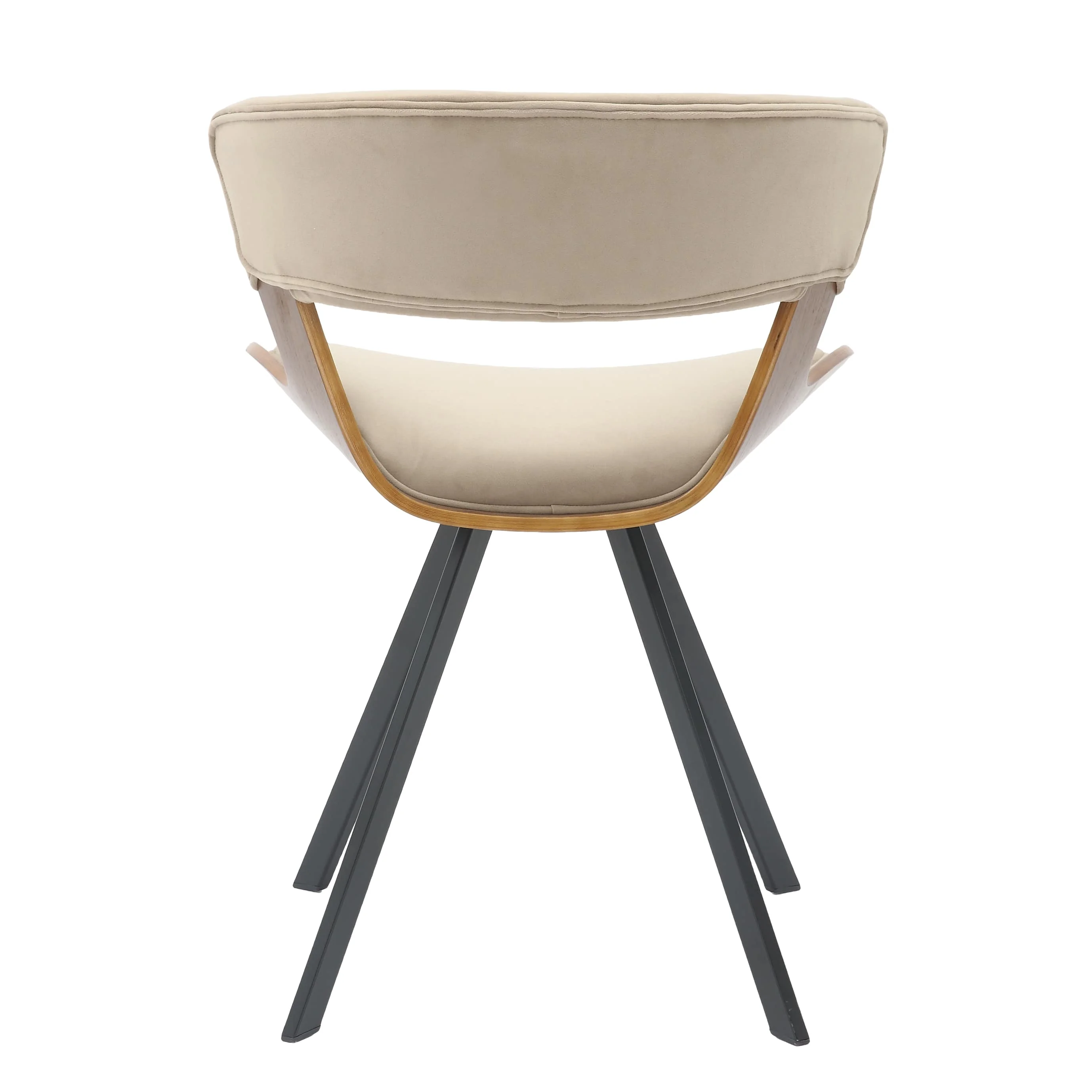 5-Piece Dining Set with Square Wooden Table in Natural Wood and 4 Velvet Dining Chairs in Walnut/Light Brown Velvet