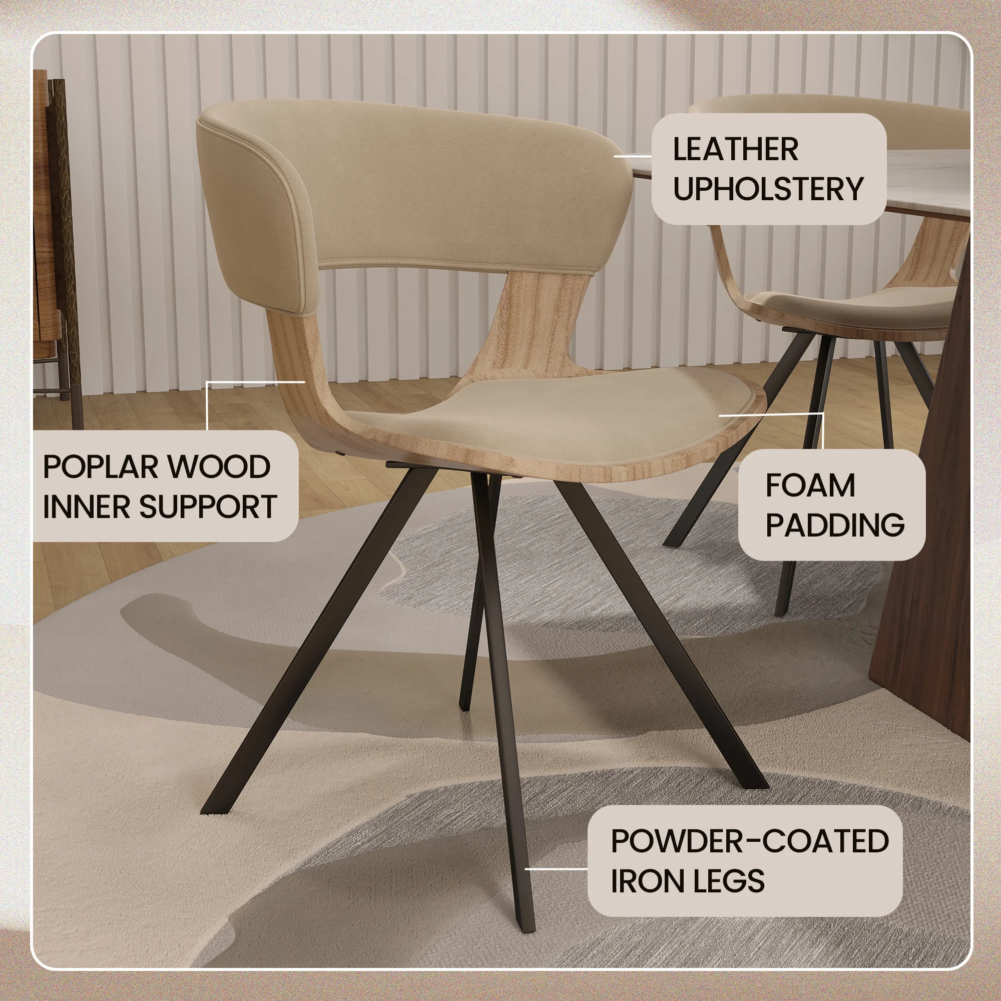 Wooden Dining Chair Modern style Nymia Collection Washed Walnut in Taupe