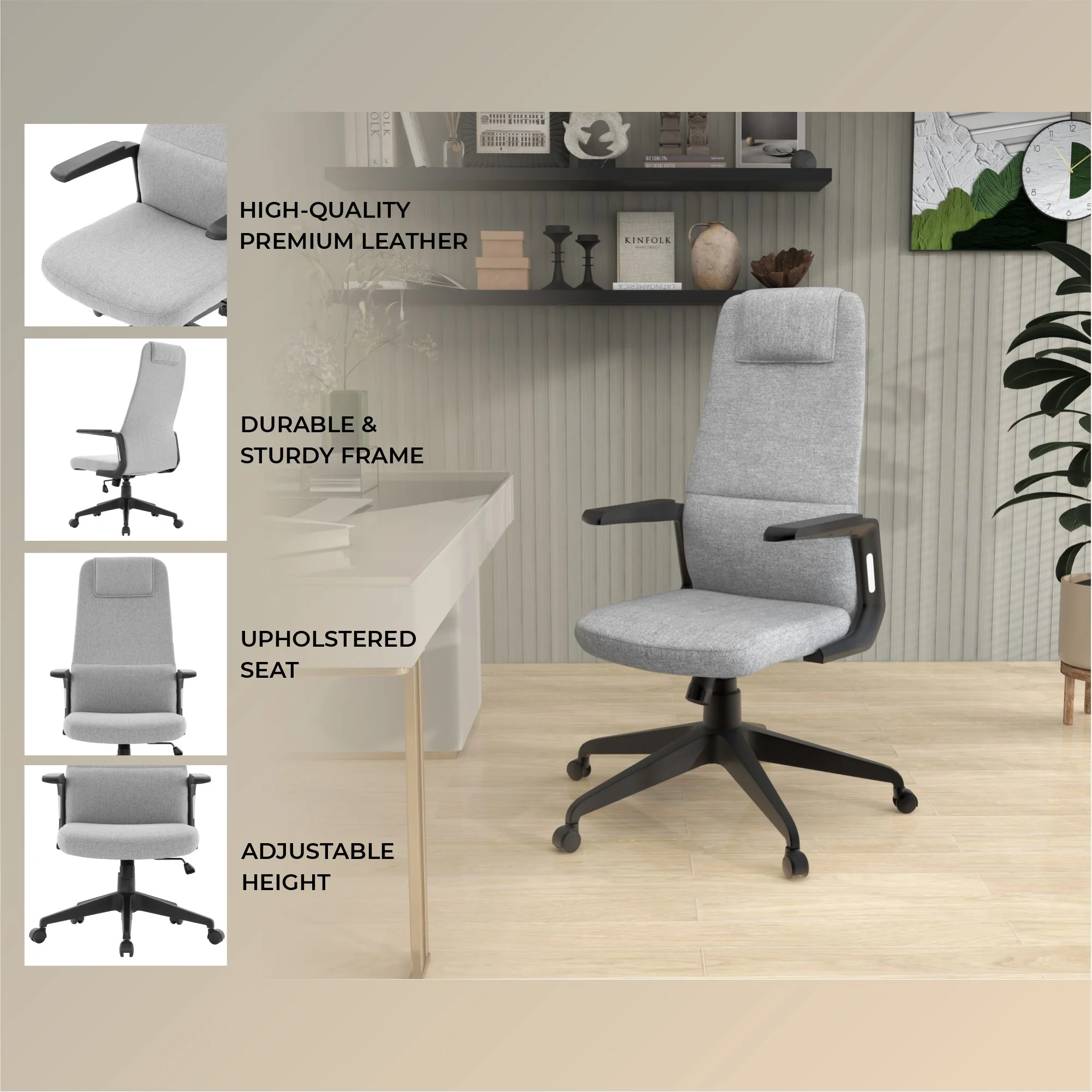 Nexa Collection Modern Office Chair In Grey Fabric
