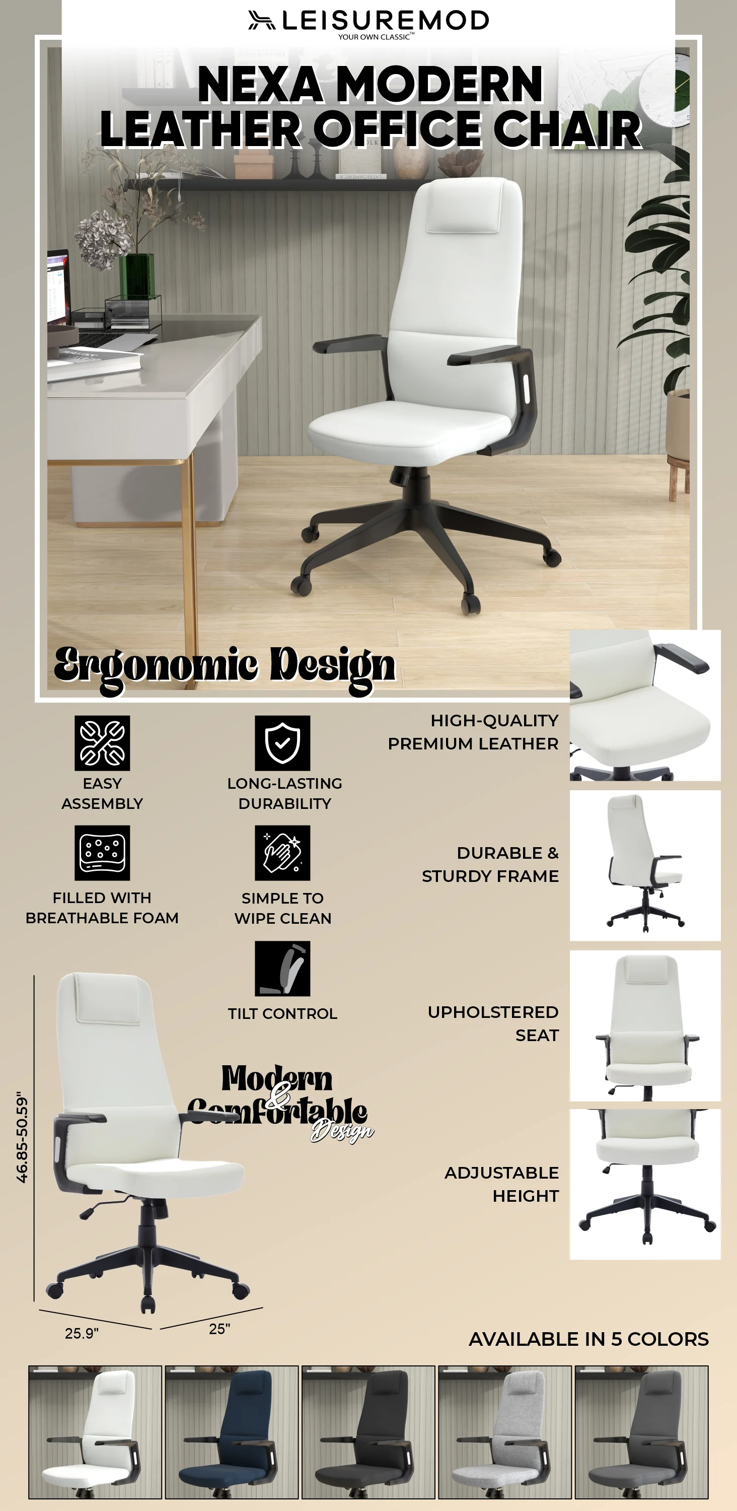 Nexa Collection Modern Office Chair In White