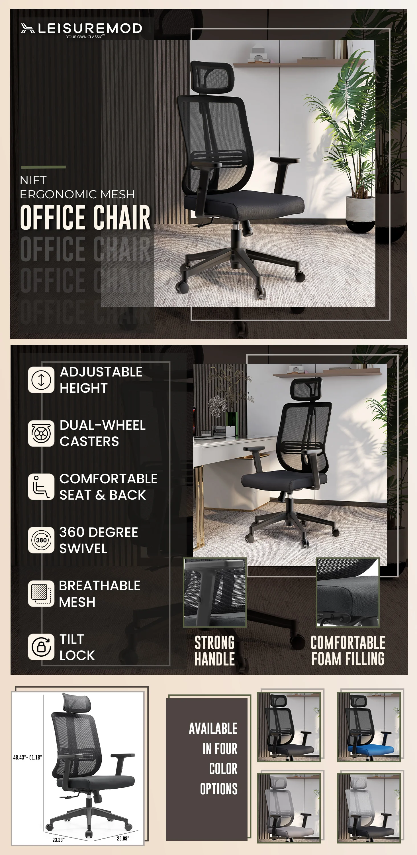 Office Nift Series Office Task Chair In Black