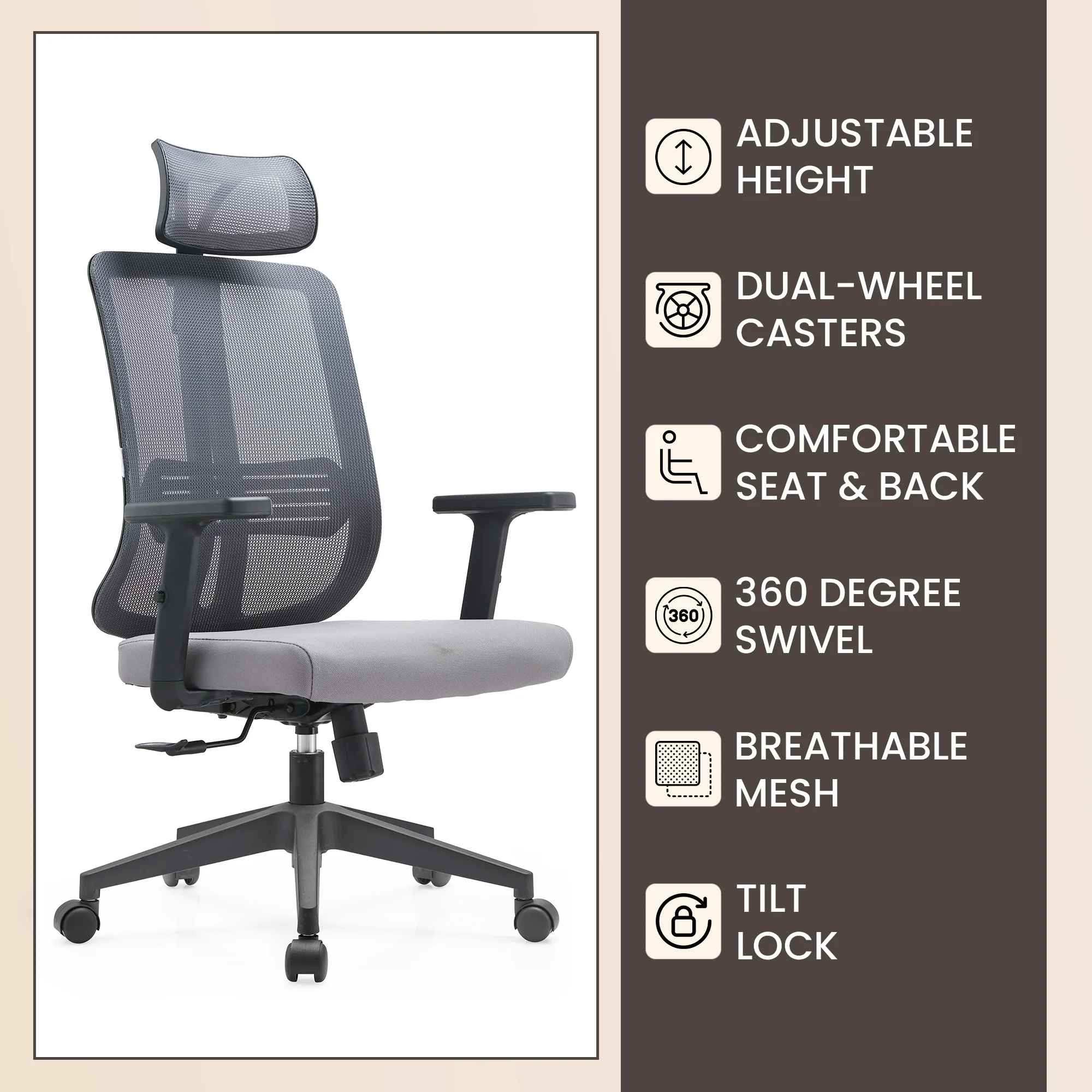 Office Nift Series Office Task Chair In Grey