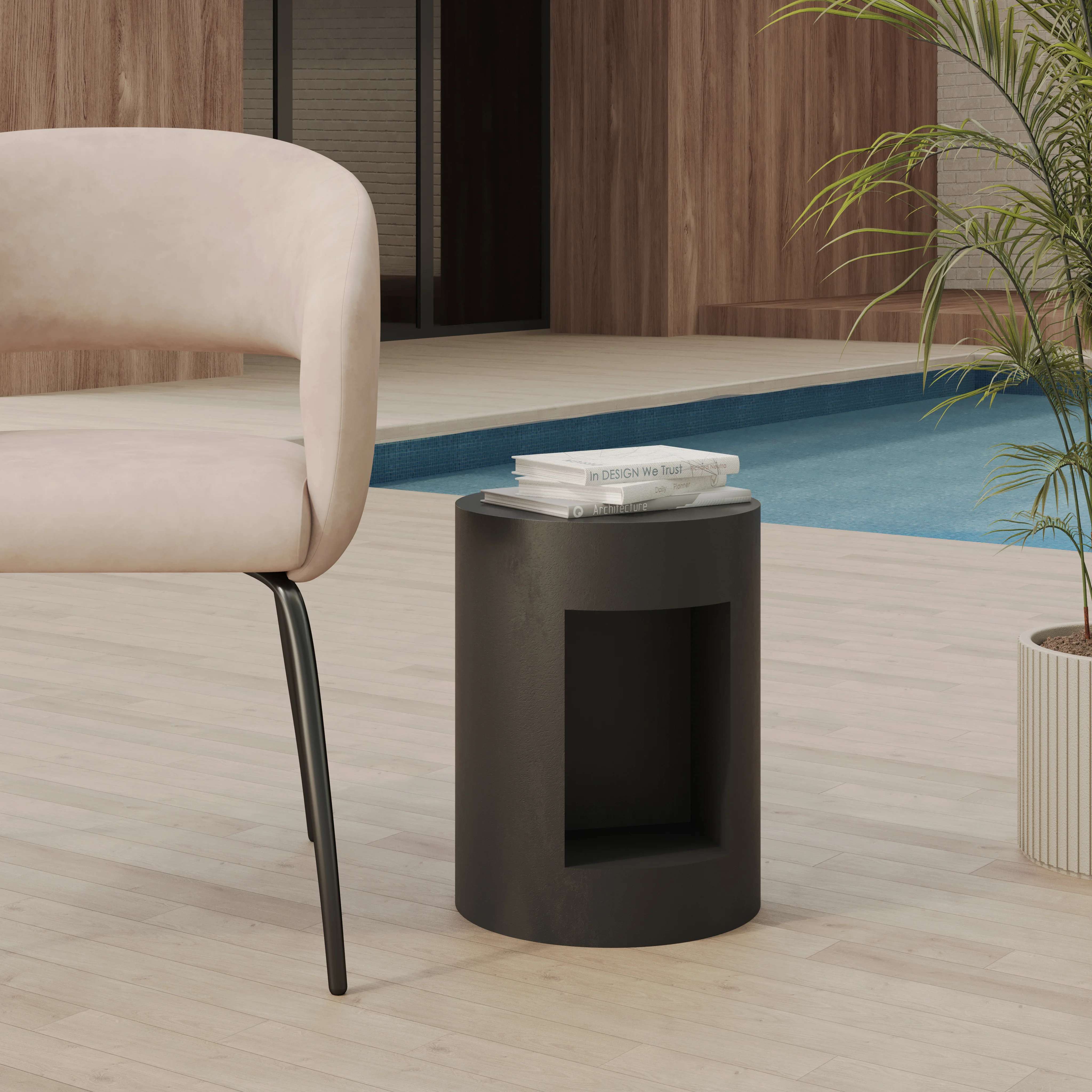 Modern Side End Table Nook Series In Black