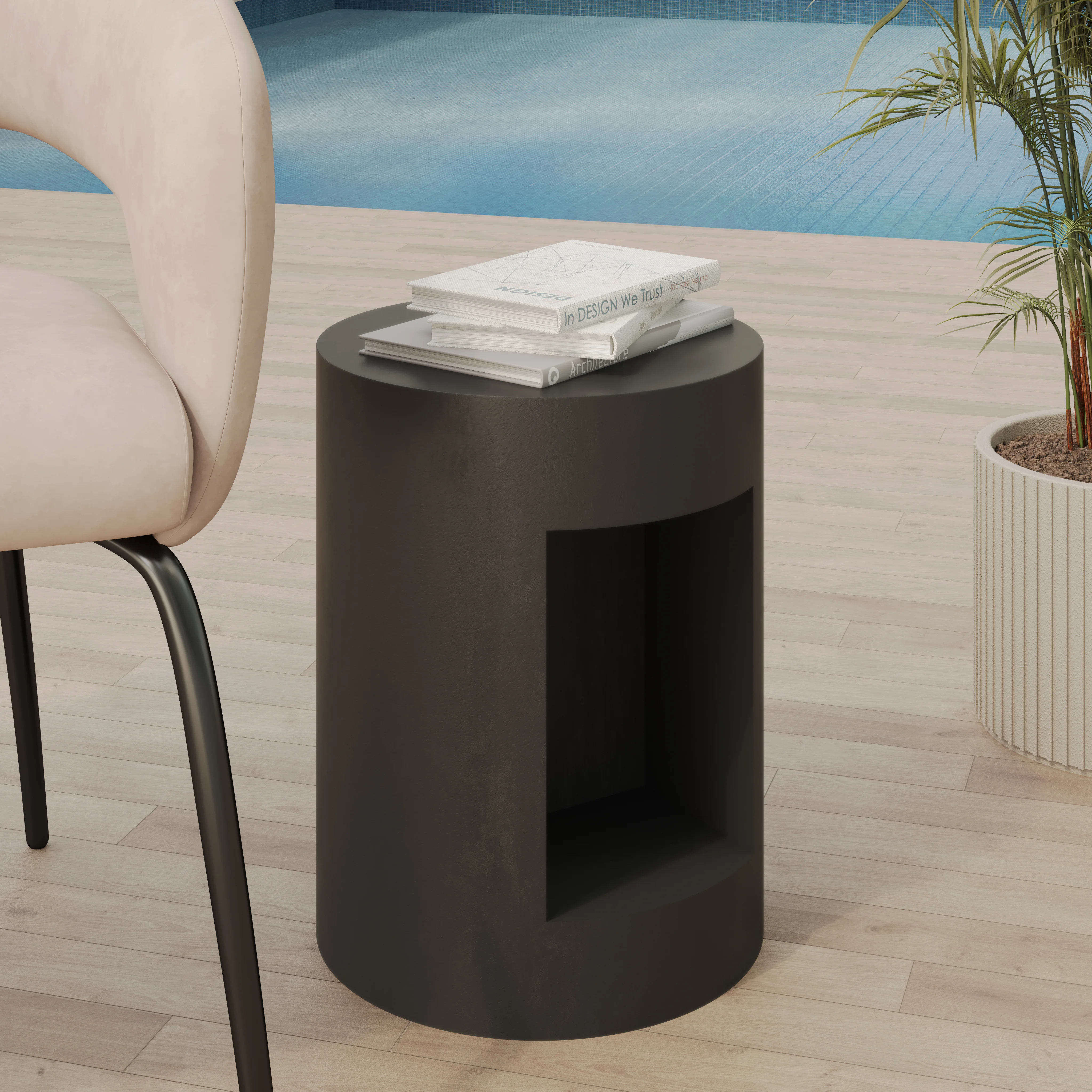 Modern Side End Table Nook Series In Black