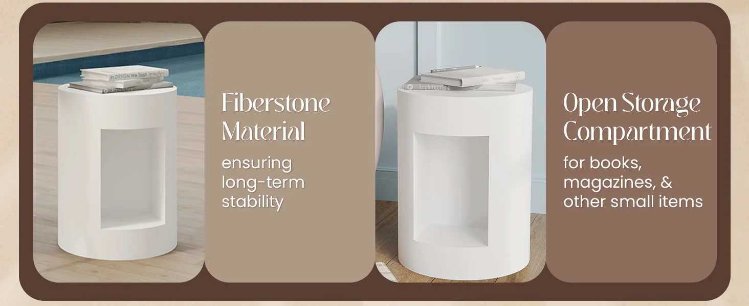 Modern Side End Table Nook Series In White