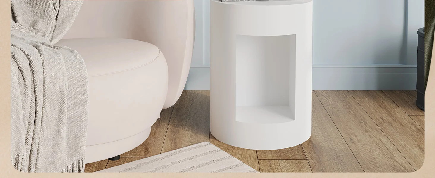 Modern Side End Table Nook Series In White
