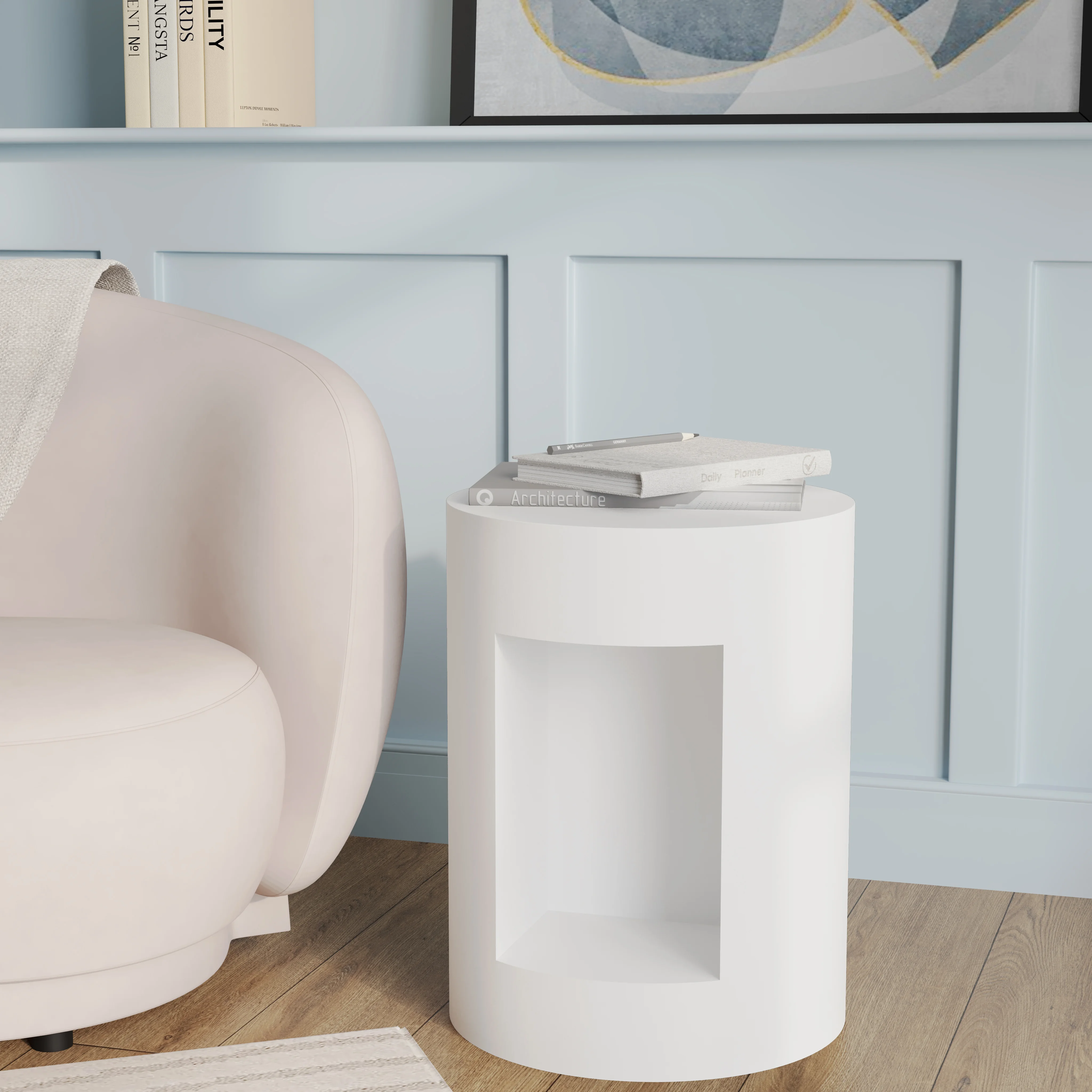 Modern Side End Table Nook Series In White