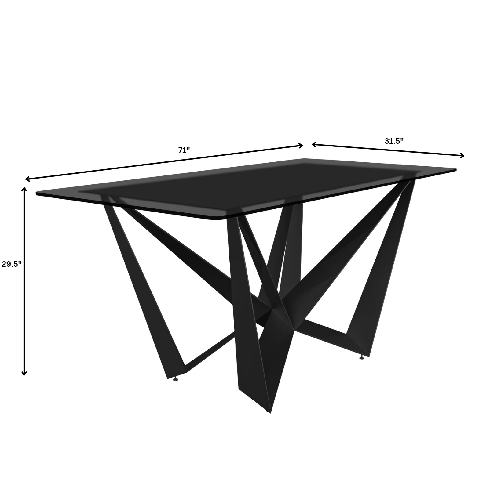 Nuvor Series Modern Dining Table Black Base, With 55 Black Glass Top