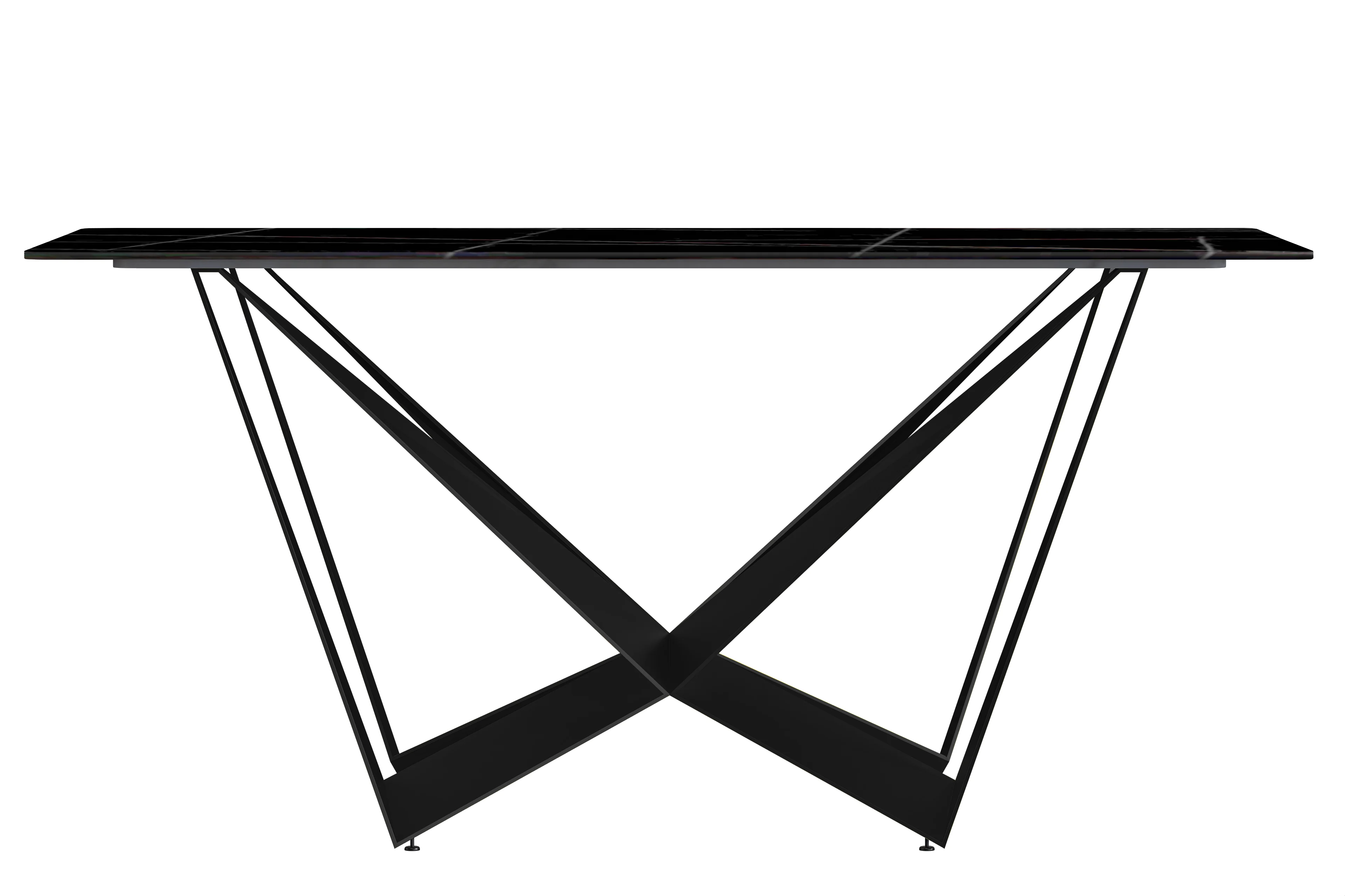 Nuvor Series Modern Dining Table Black Base, With 55 Black/Gold Sintered Stone Top