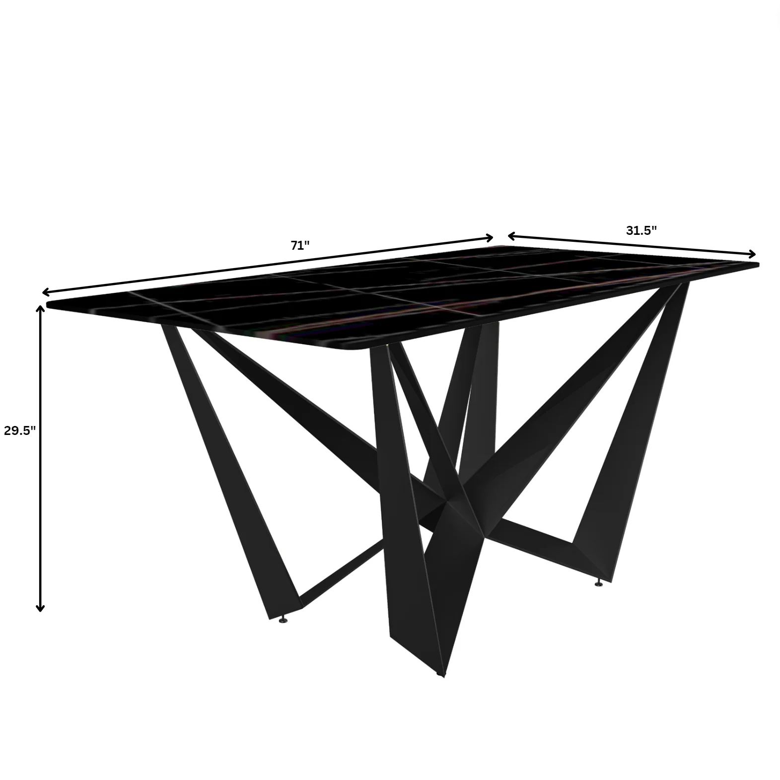 Nuvor Series Modern Dining Table Black Base, With 55 Black/Gold Sintered Stone Top