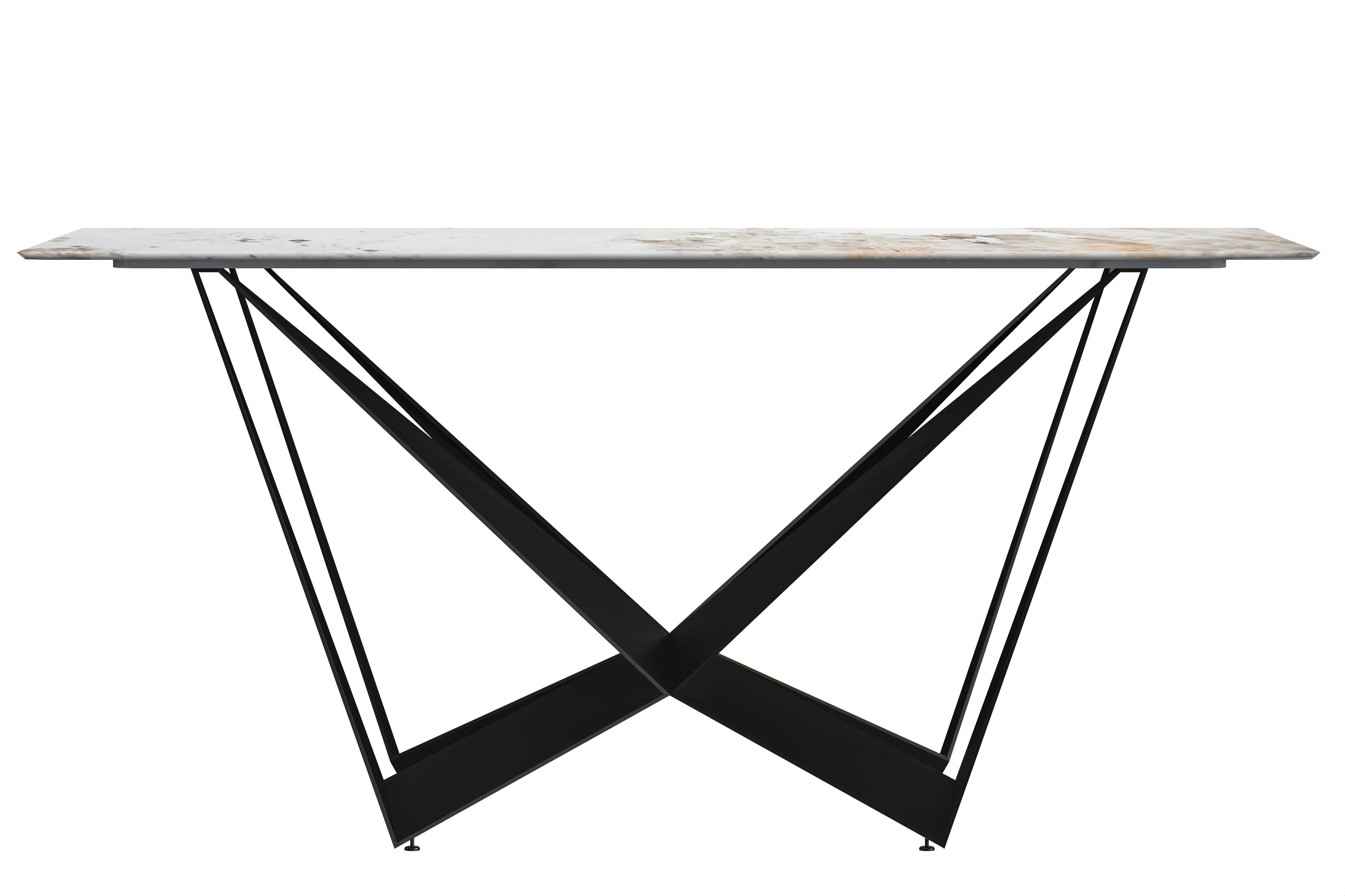 Nuvor Series Modern Dining Table Black Base, With 55 White Grey Sintered Stone Top