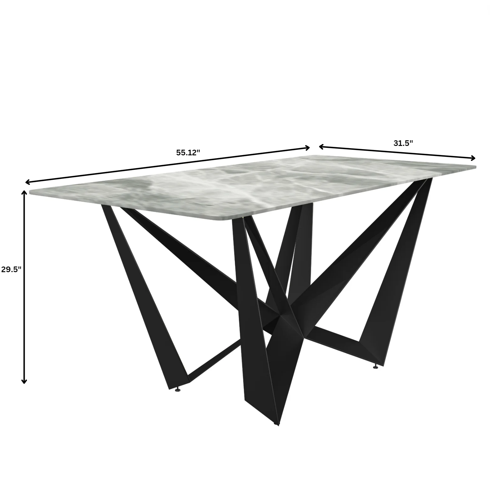 Nuvor Series Modern Dining Table Black Base, With 55 Light Grey Sintered Stone Top