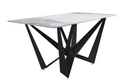 Nuvor Series Modern Dining Table Black Base, With 55 Medium Grey Sintered Stone Top