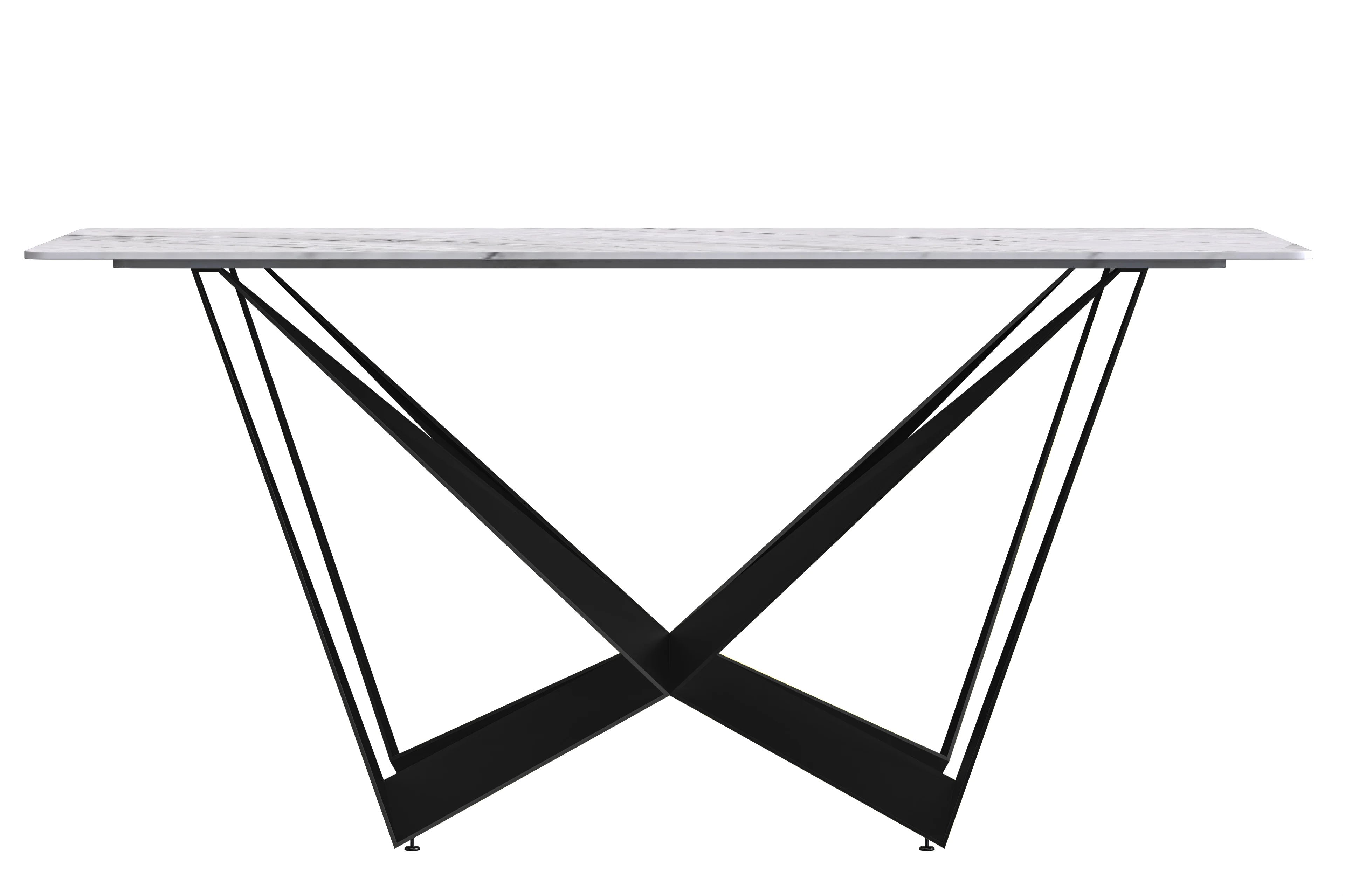 Nuvor Series Modern Dining Table Black Base, With 55 White Sintered Stone Top