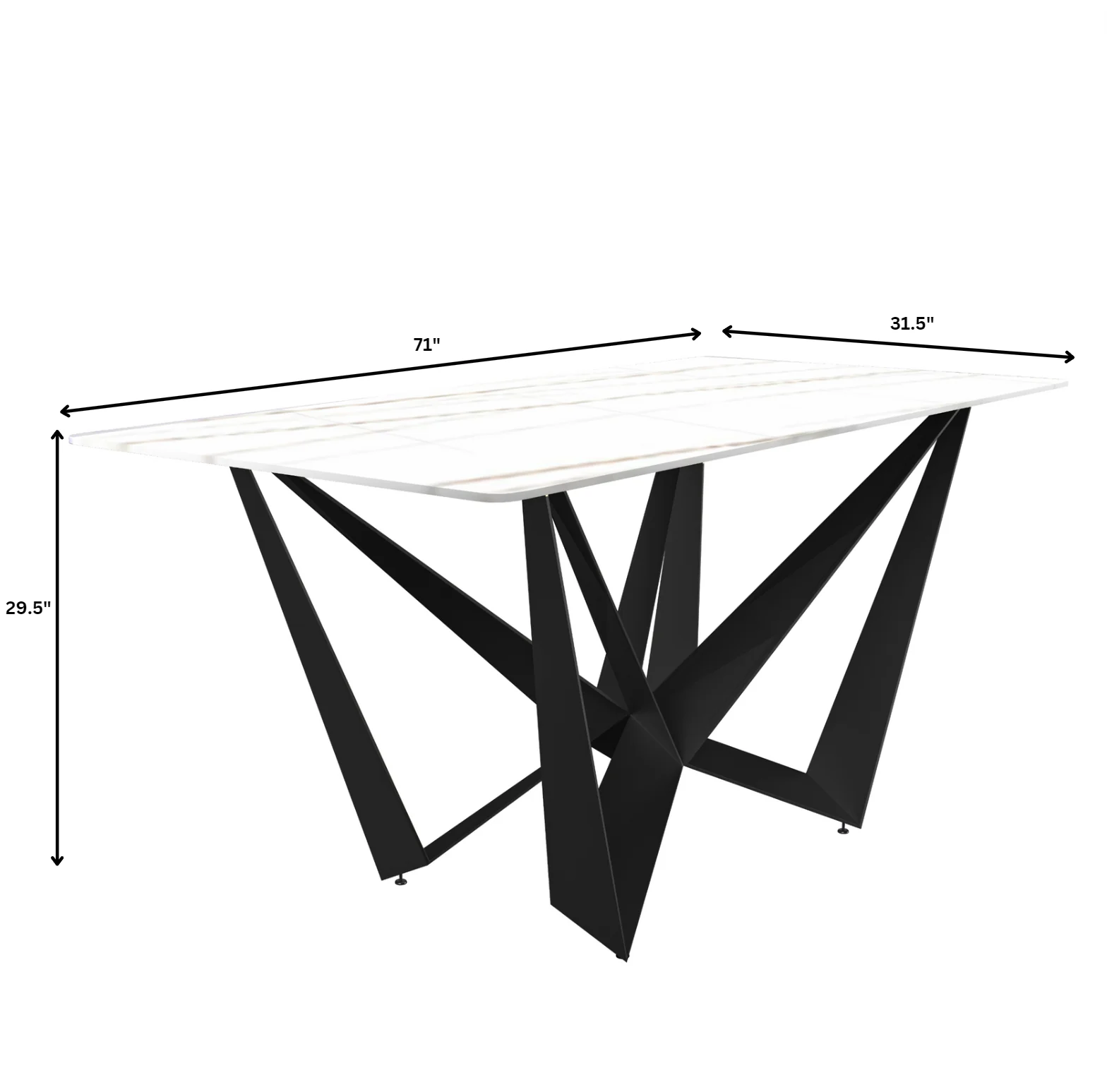 Nuvor Series Modern Dining Table Black Base, With 55 White/Gold Sintered Stone Top