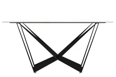 Nuvor Series Modern Dining Table Black Base, With 55 White/Gold Sintered Stone Top