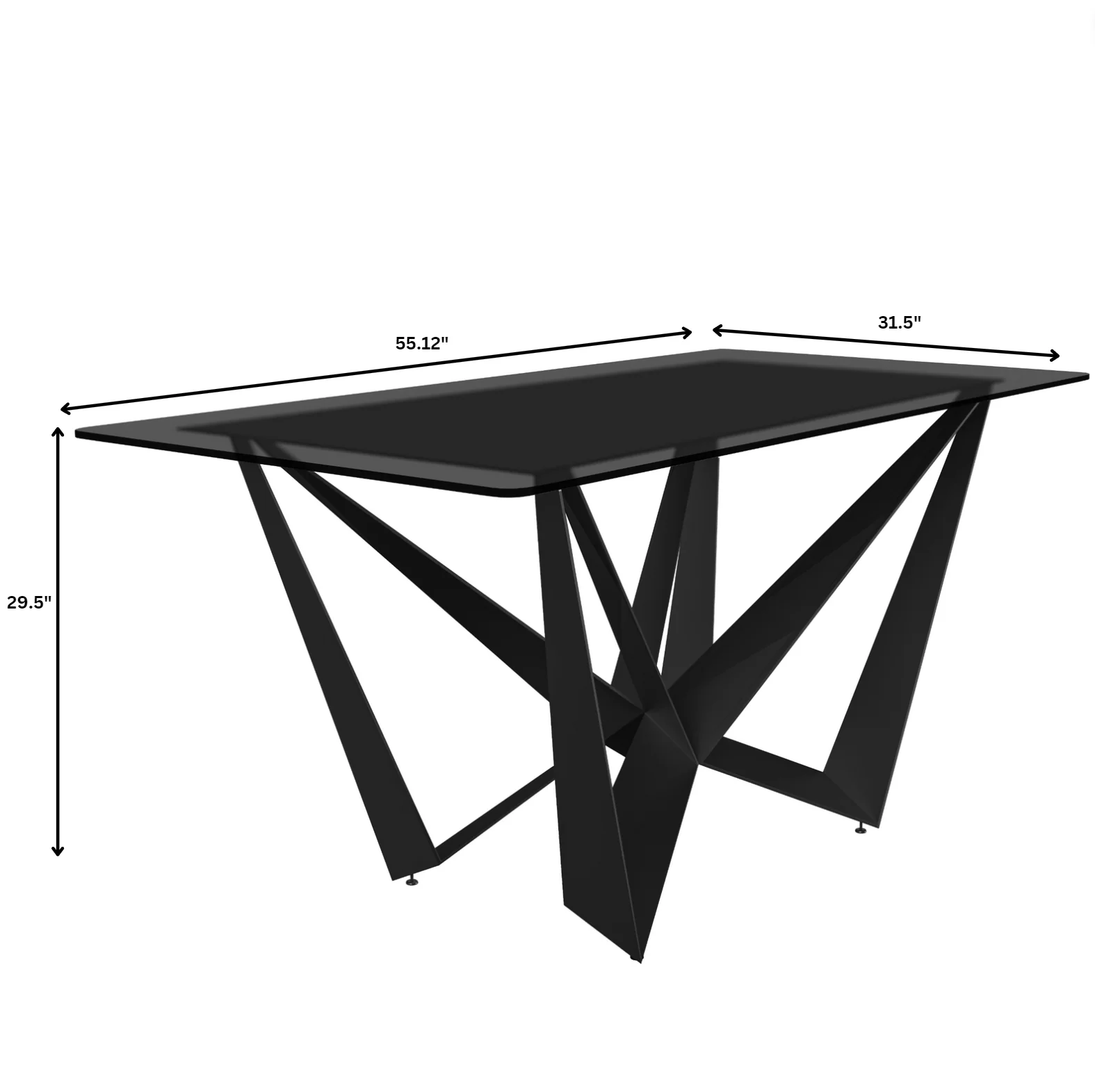 Nuvor Series Modern Dining Table Black Base, With 62 Black Glass Top