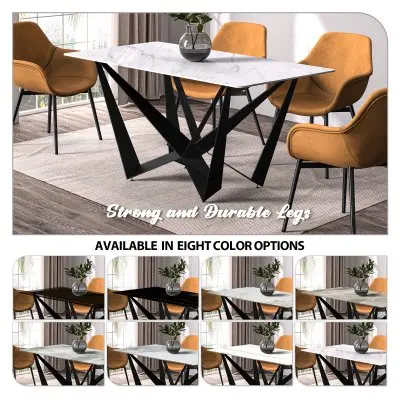 Nuvor Series Modern Dining Table Black Base, With 62 White Sintered Stone Top