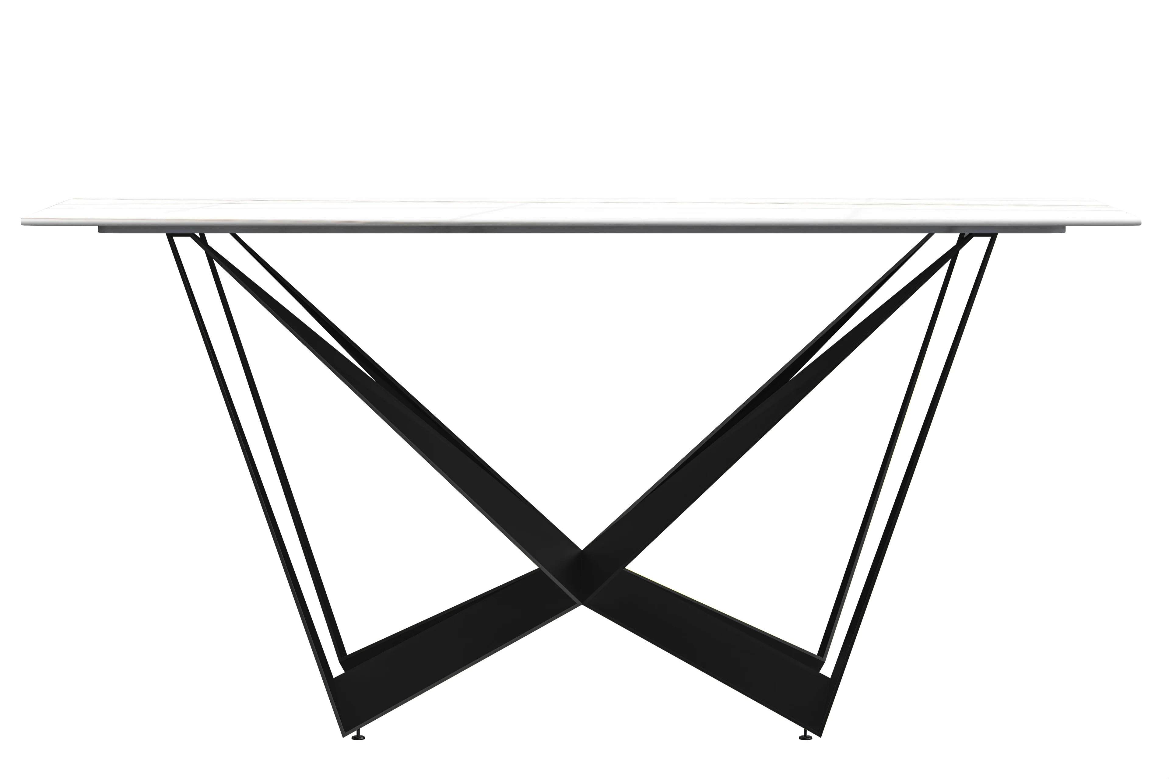 Nuvor Series Modern Dining Table Black Base, With 62 White/Gold Sintered Stone Top