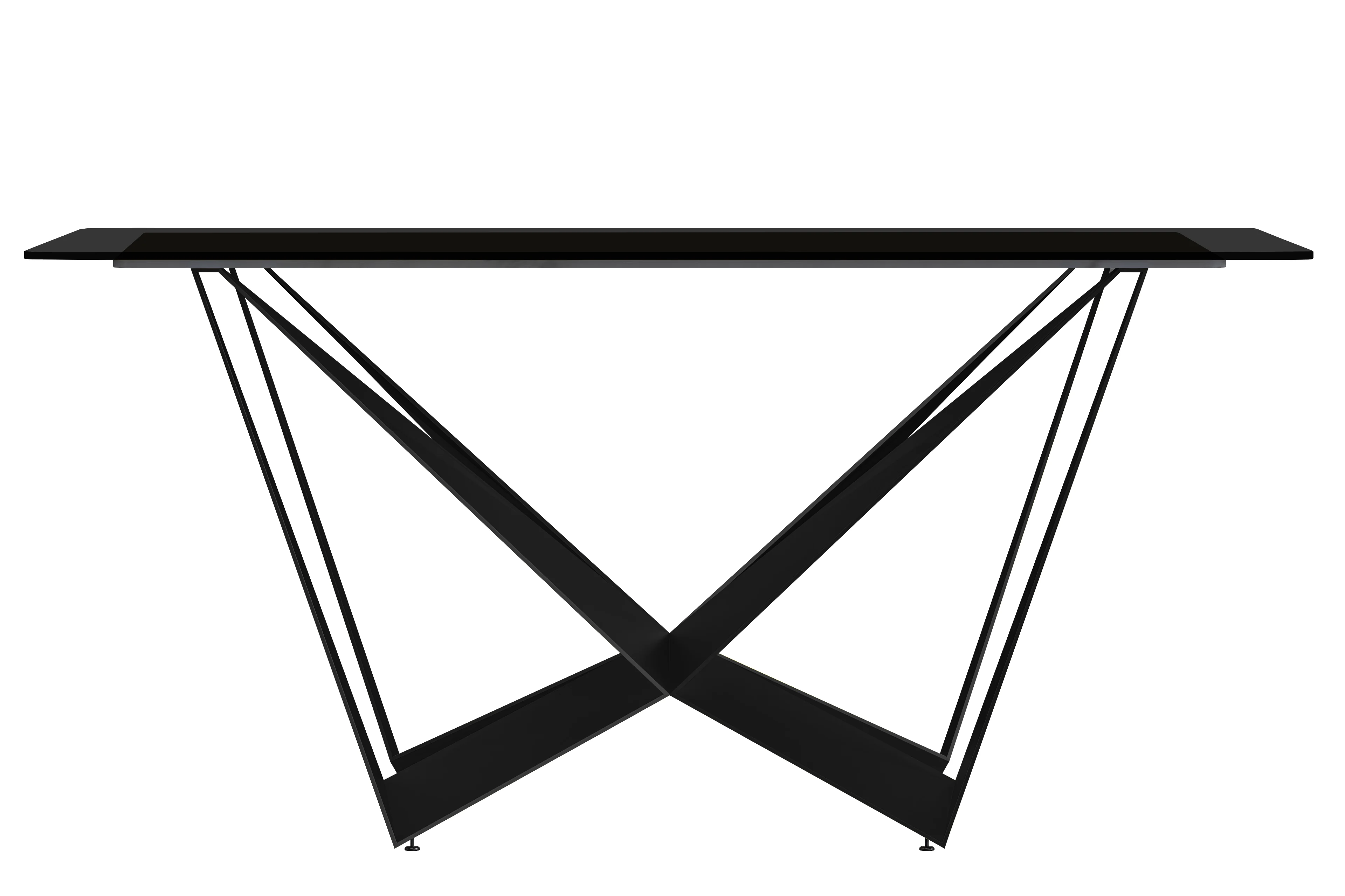 Nuvor Series Modern Dining Table Black Base, With 71 Black Glass Top