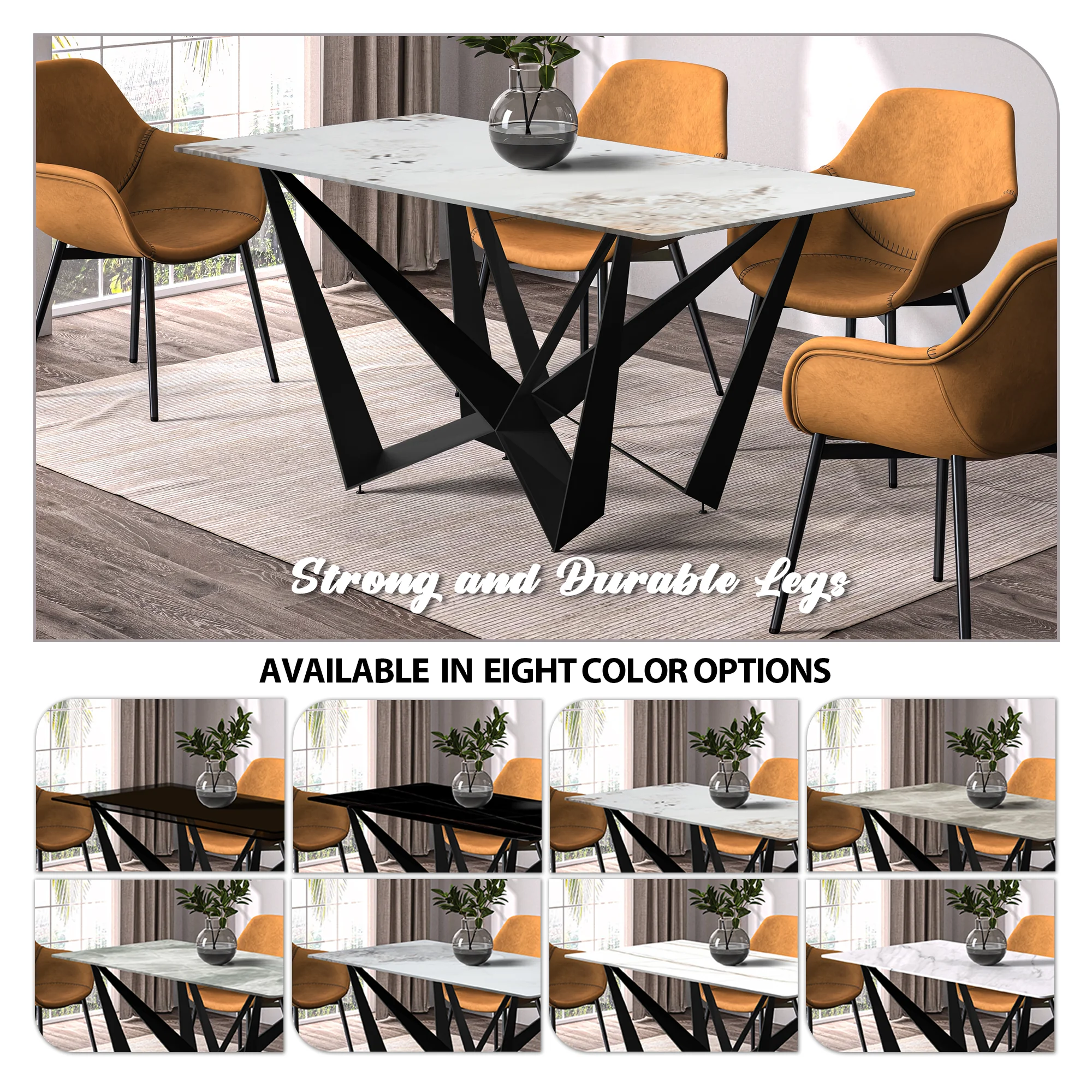 Nuvor Series Modern Dining Table Black Base, With 71 White Grey Sintered Stone Top