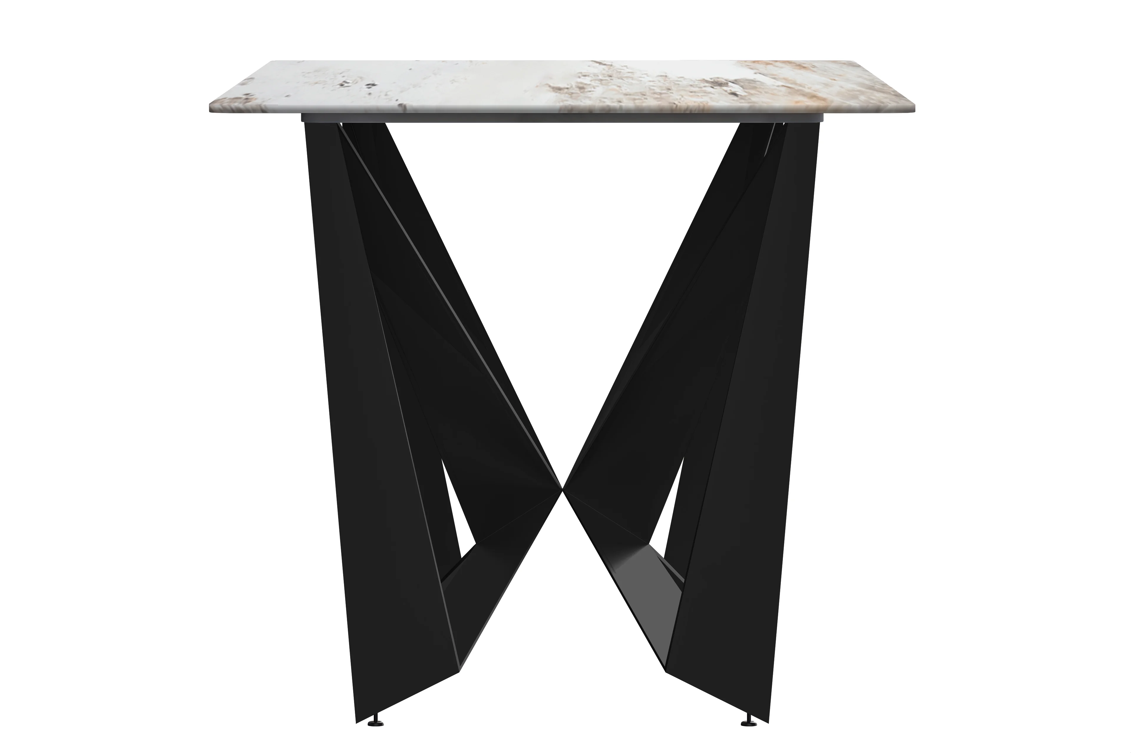 Nuvor Series Modern Dining Table Black Base, With 71 White Grey Sintered Stone Top