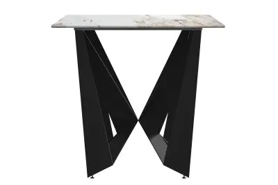 Nuvor Series Modern Dining Table Black Base, With 71 White Grey Sintered Stone Top